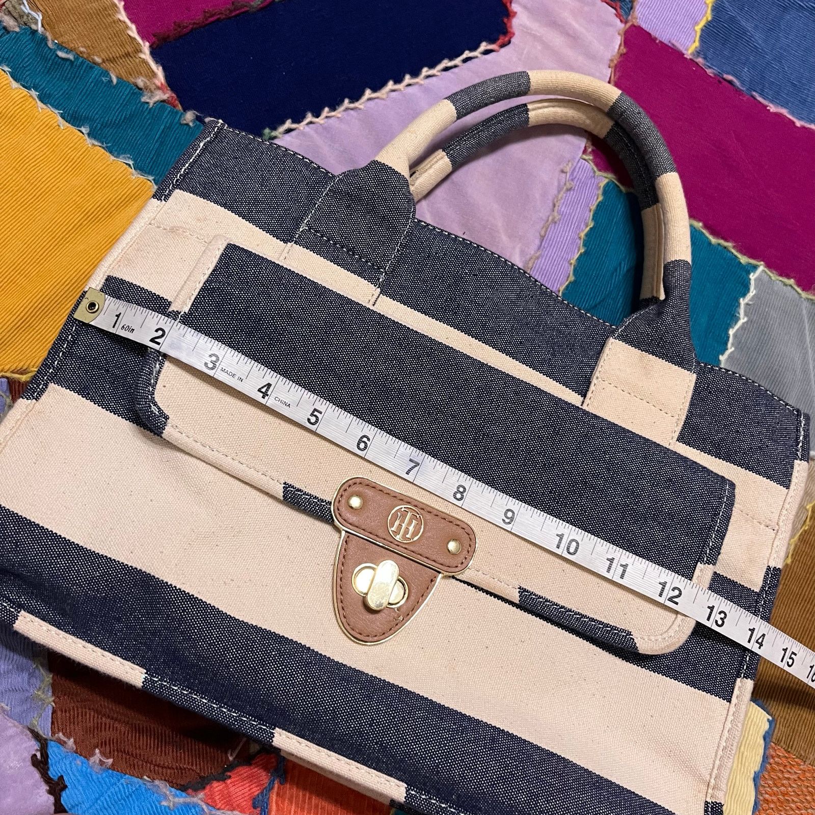 Tommy Hilfiger Tommy Hilfiger Navy/White Striped Logo Purse Size ONE SIZE - 6 Thumbnail