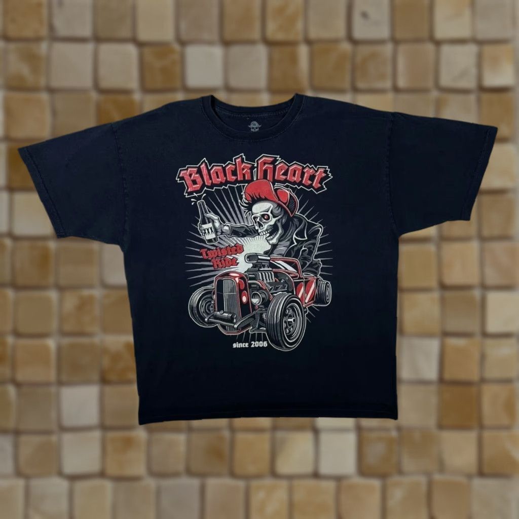 Vintage Black Heart Clothing "Twisted Ride" Tattoo Goth Biker Graphic Black T-Shirt XL Mens Short Sleeve Crew Neck 100% Cotton Size US XL / EU 56 / 4 - 1 Thumbnail