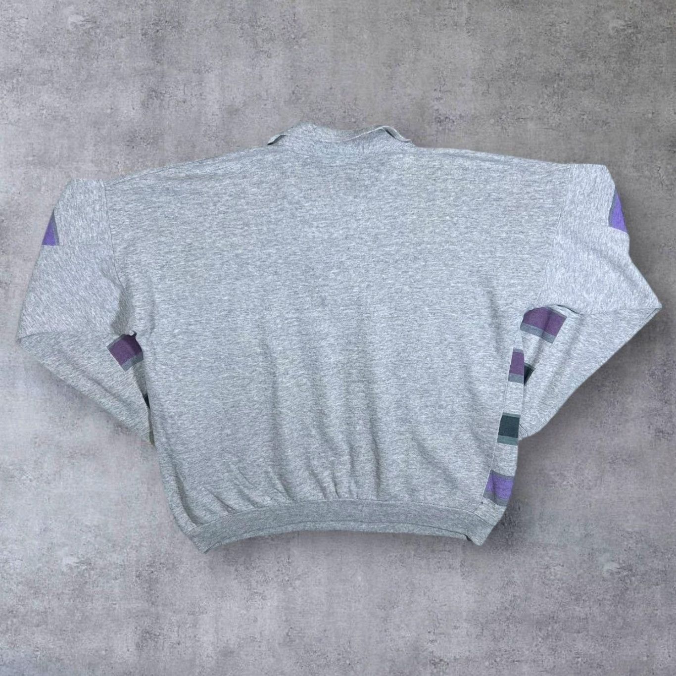 Vintage Vintage Turunc Grey Purple Blue Green Multi Striped Collared Sweatshirt XXL Men Size US XXL / EU 58 / 5 - 2 Thumbnail