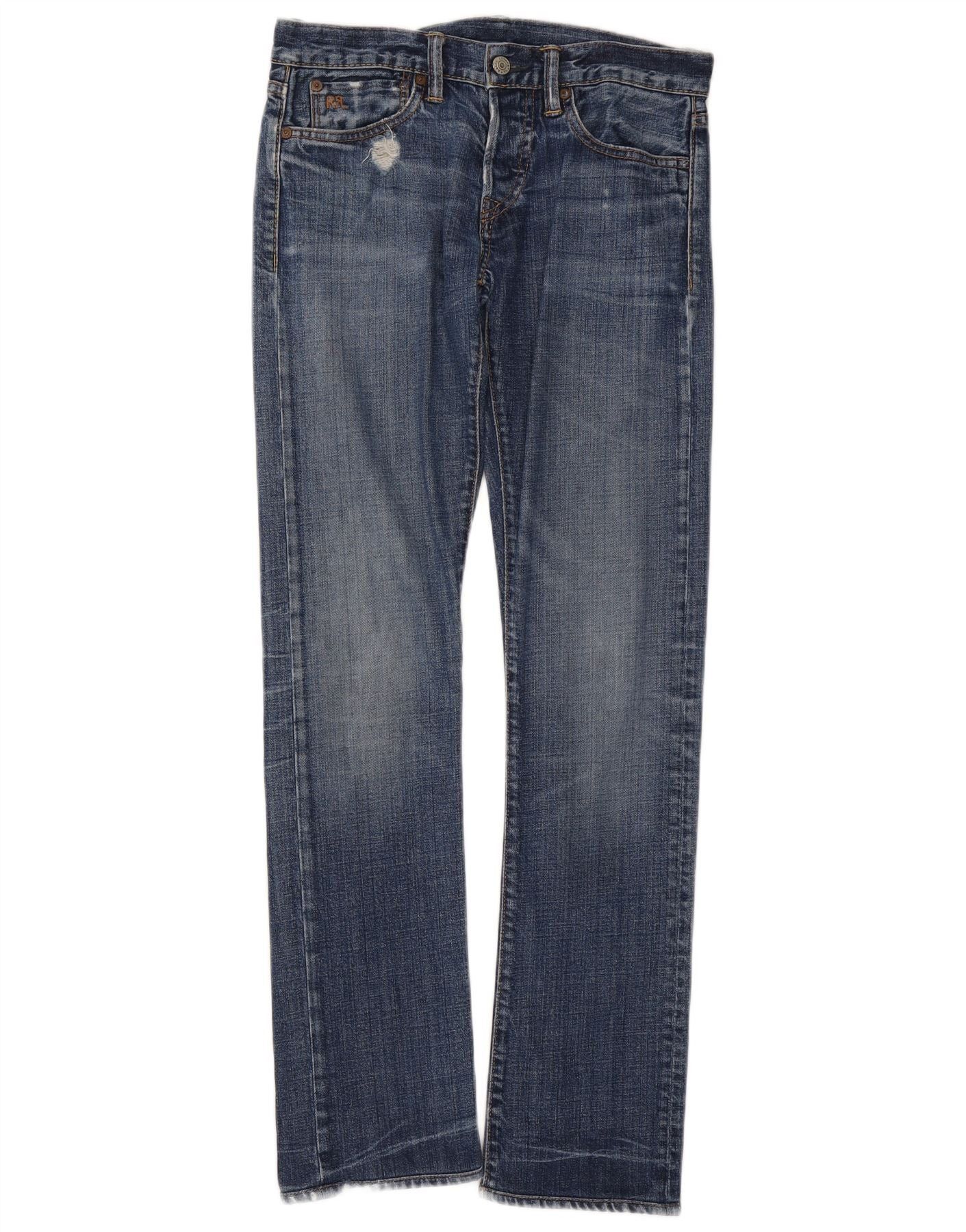 Ralph Lauren Womens Distressed Slim Jeans W27 L34 Blue Cotton Size 42" / US 20 - 1 Thumbnail