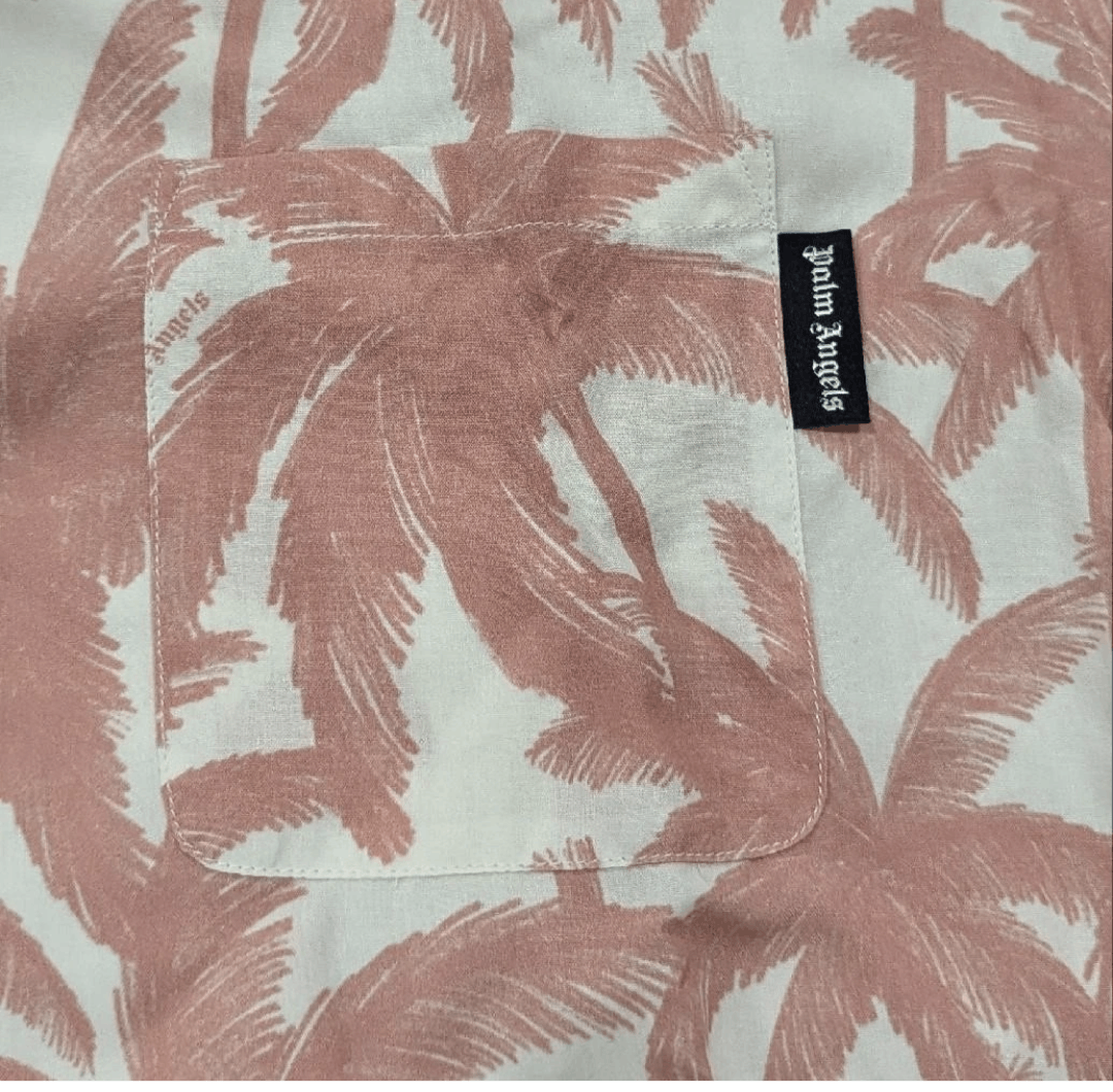 Palm Angels PALM ANGELS Palm Print SS Button Up Shirt Pink/Off-White 54 Size US L / EU 52-54 / 3 - 3 Thumbnail