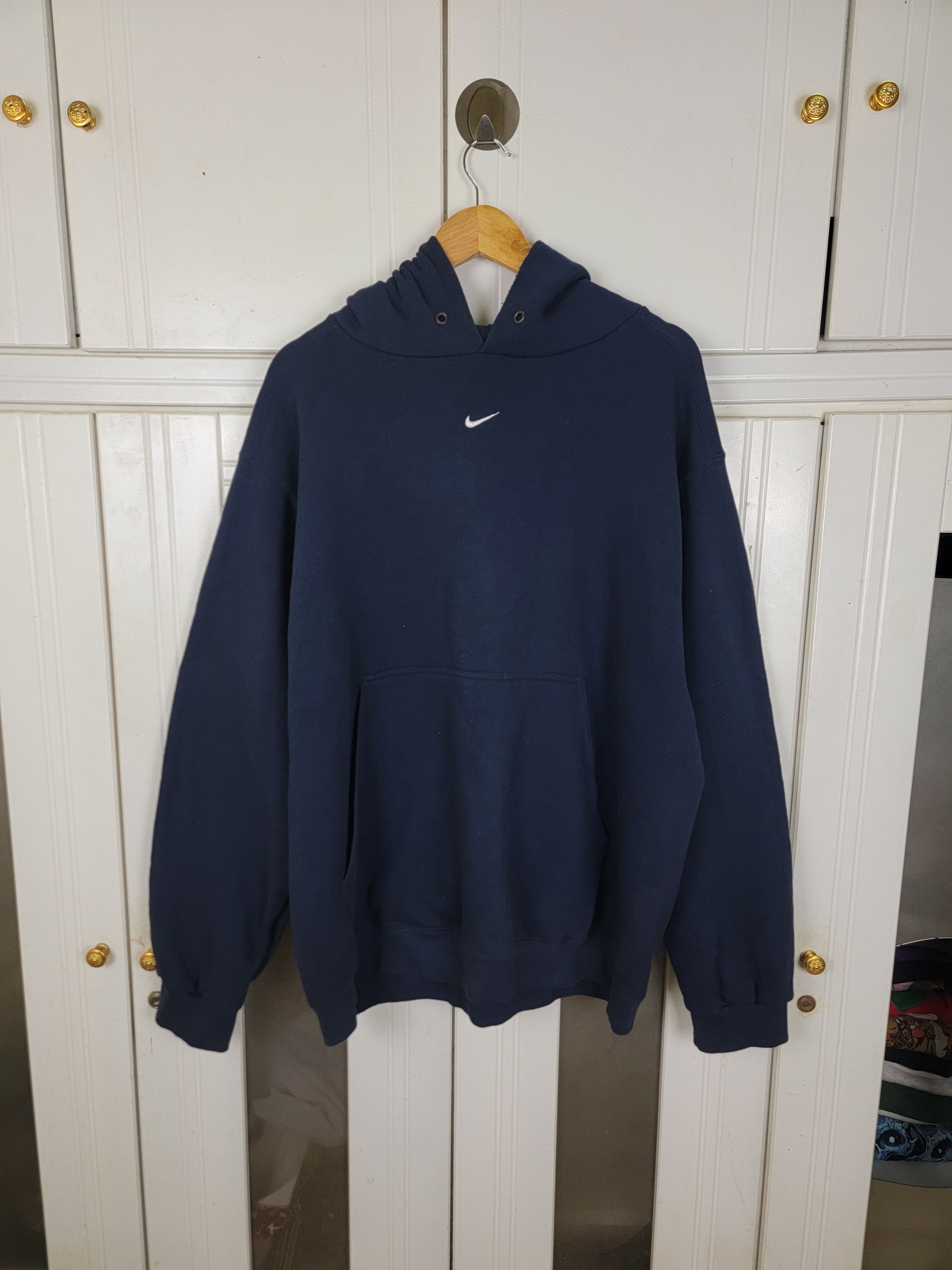 Nike × Vintage Vintage 90s Nike Center Swoosh Hoodies Size US L / EU 52-54 / 3 - 1 Thumbnail