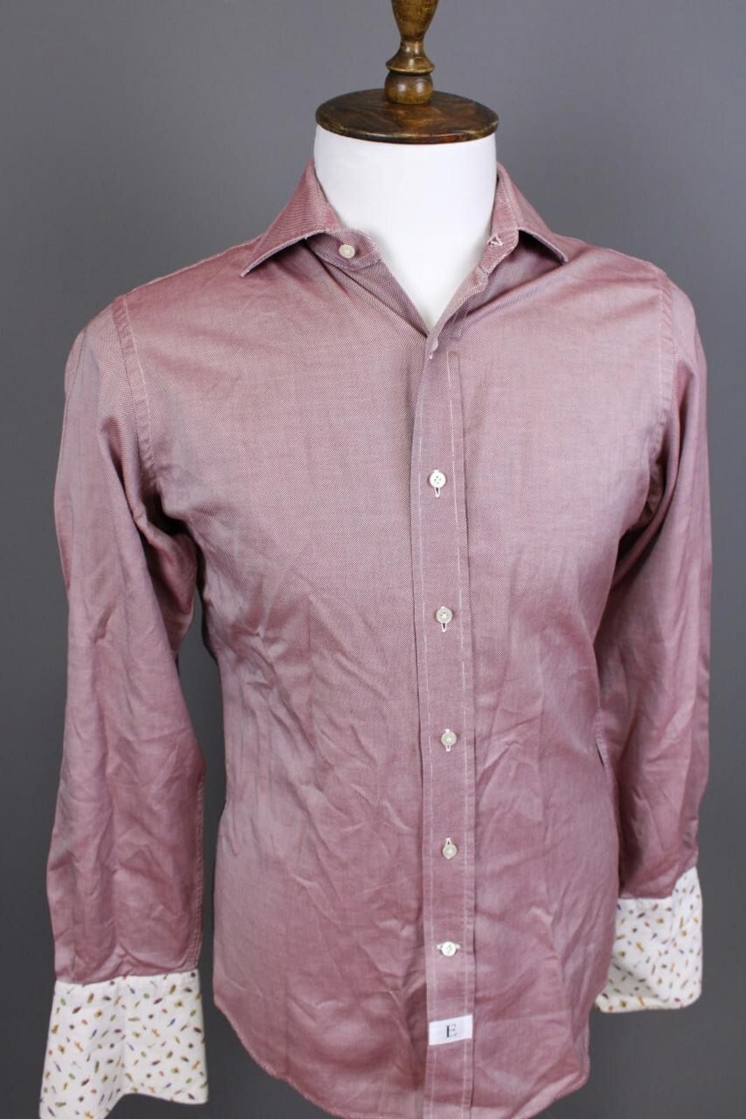Emmett Emmett London Slim Fit Burgundy Down Shirt Size 38 / 15 Size US M / EU 48-50 / 2 - 5 Thumbnail