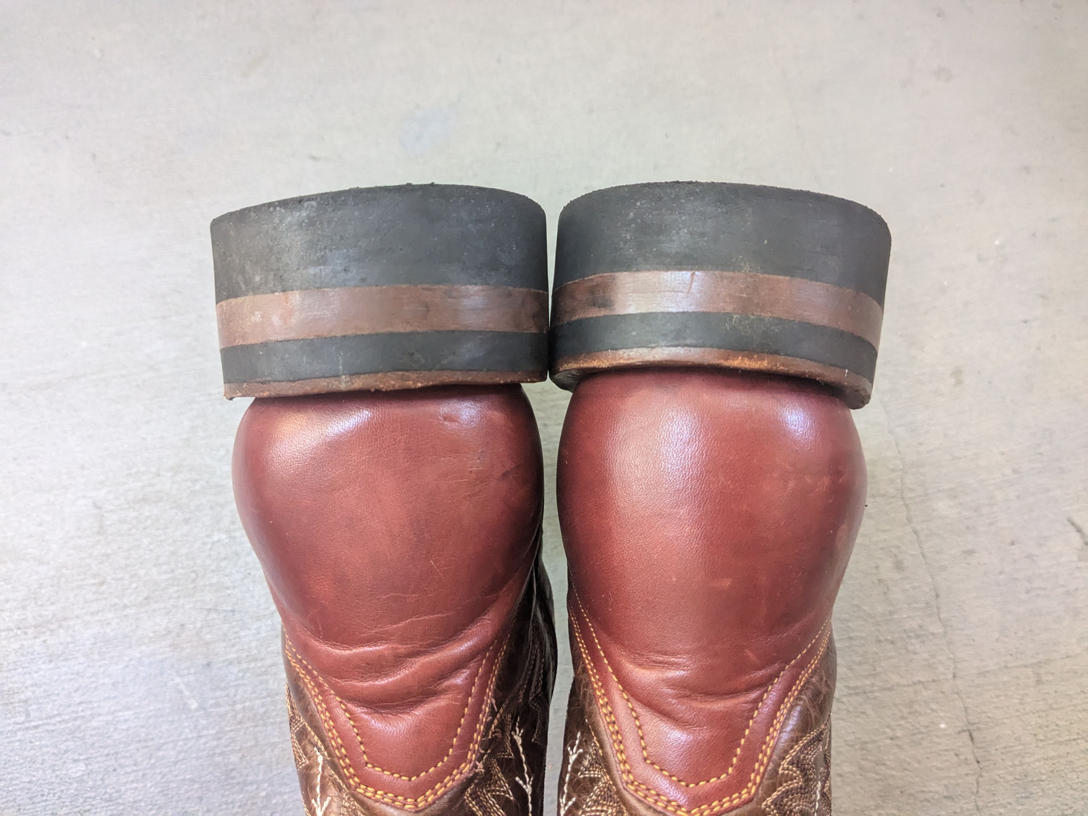 Genuine Leather Denver Cowboy Boots Brown Leather Black 11 Square Toe Rubber Size US 11 / EU 44 - 13 Thumbnail