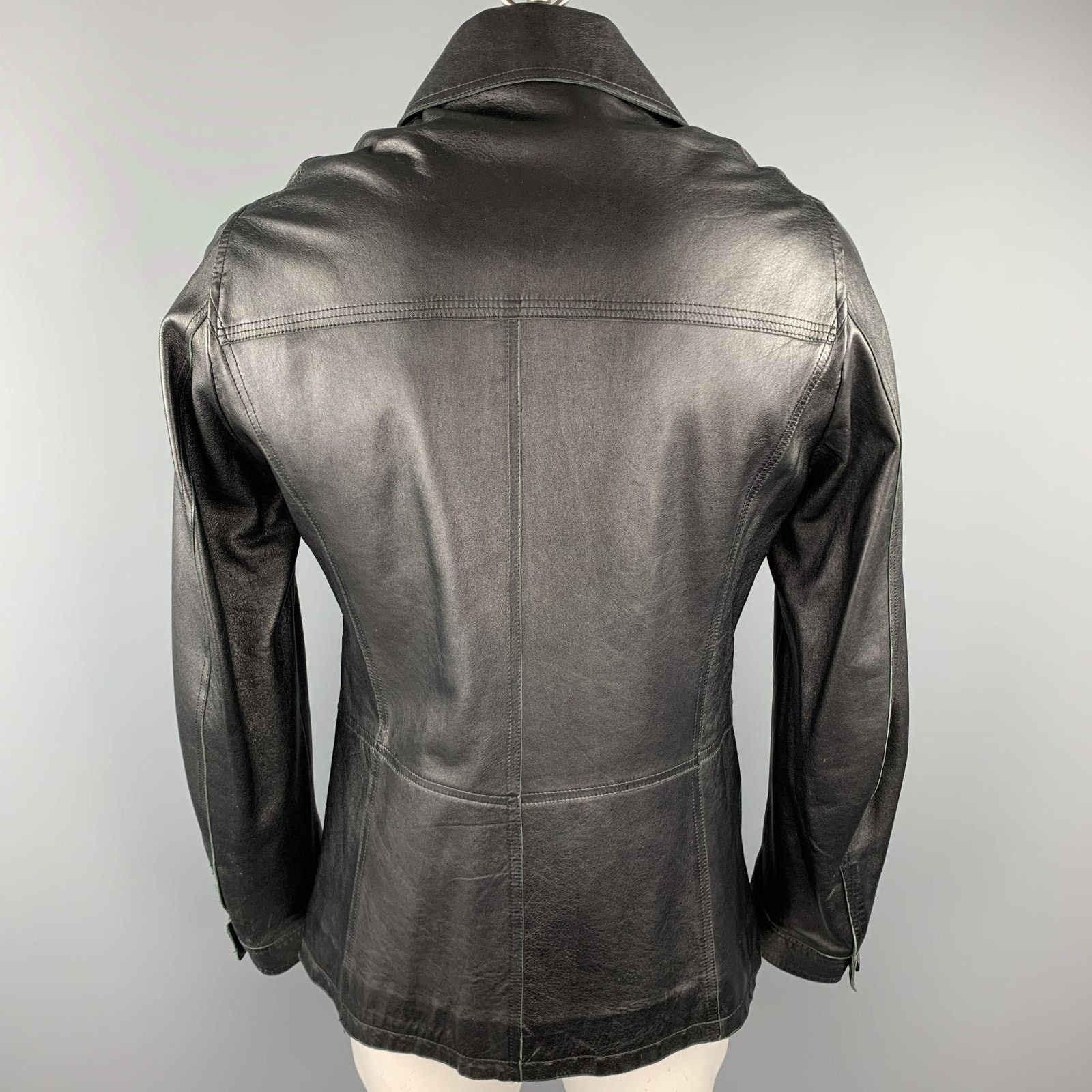 Costume National CoSTUME HOMME Size 40 Black Leather Double Breasted Jacket Size US M / EU 48-50 / 2 - 4 Thumbnail