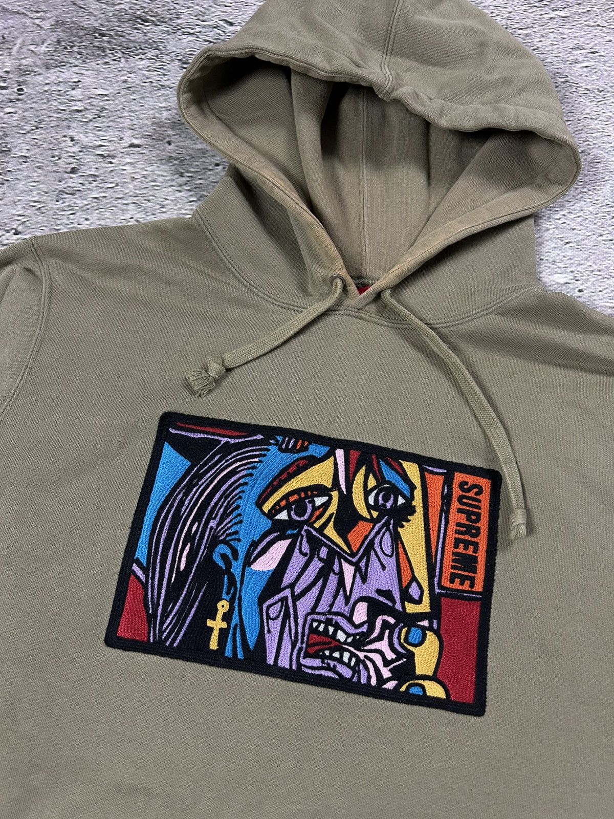 Supreme Supreme hoodie chainstitch Picasso FW18 Olive green Size US M / EU 48-50 / 2 - 2 Thumbnail