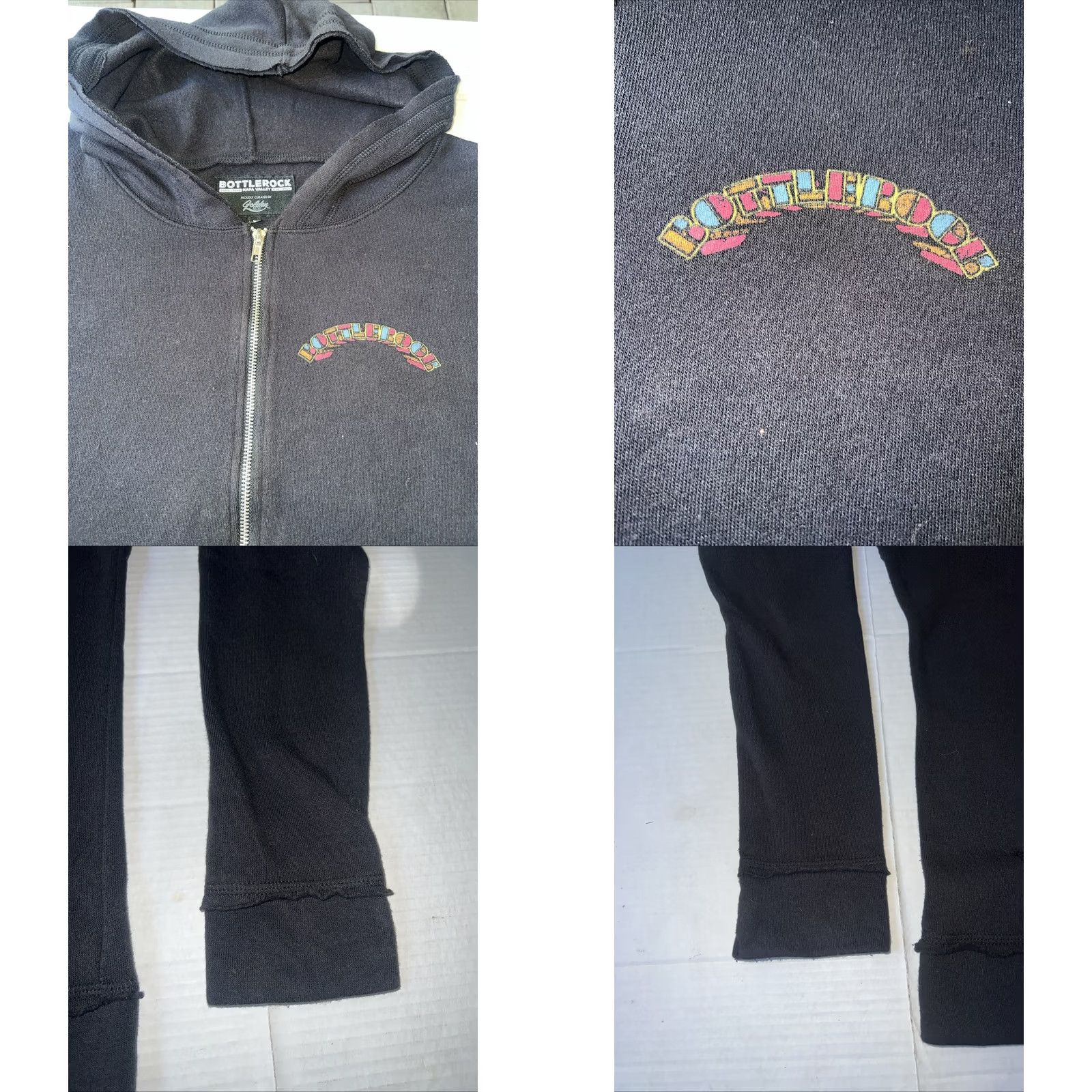 Logo 7 Bottlerock Hoodie Zip Up Sweatshirt Jacket Large Gray Cotton Full Zip Logo Pockets Unisex Adults Size US L / EU 52-54 / 3 - 8 Thumbnail