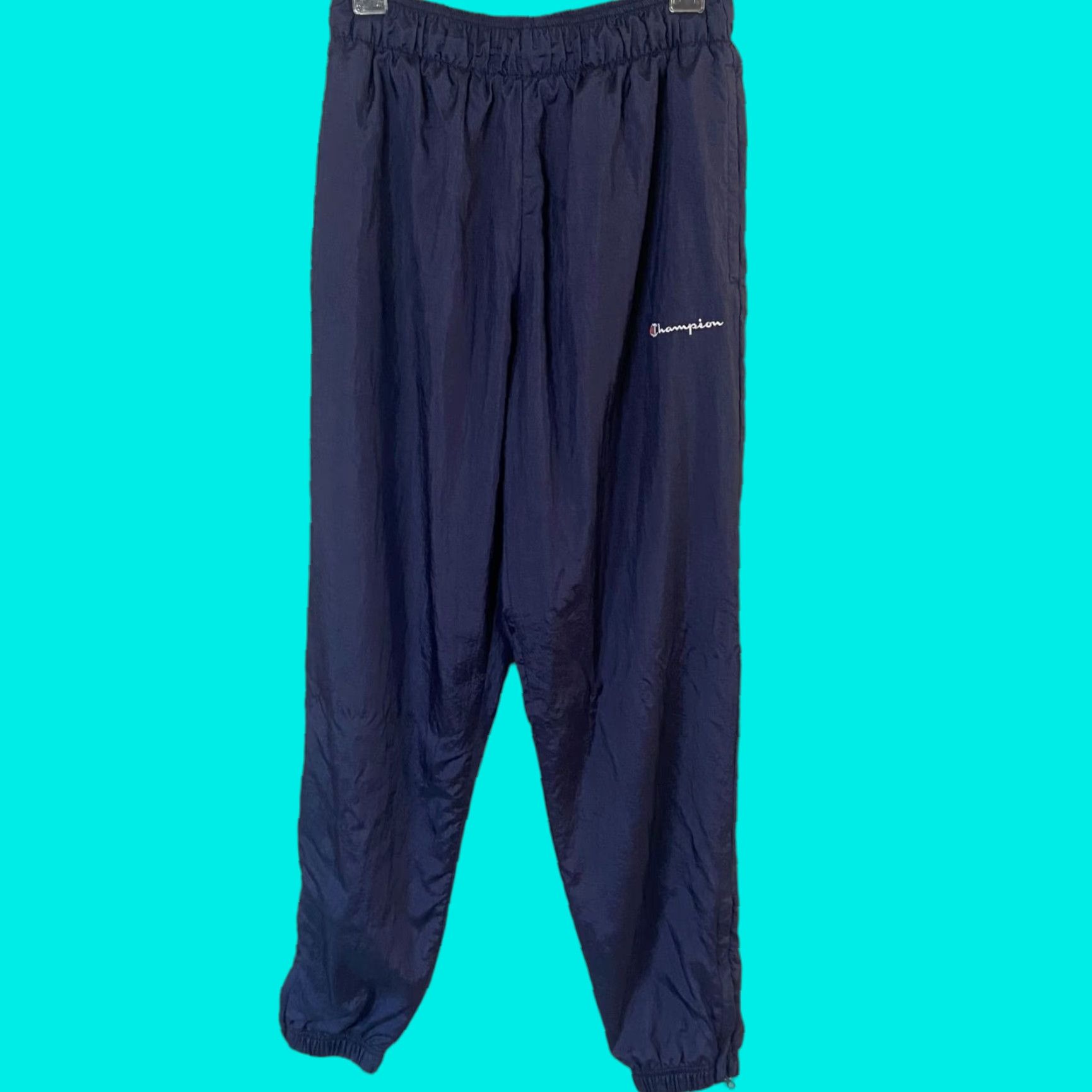 Champion Champion Life Nylon Warm-Up Pants Mens Medium Navy Blue Pockets Jogger Athletic Size US 31 - 1 Thumbnail