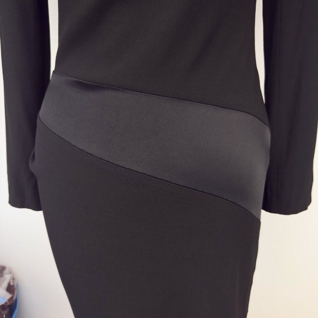 Vanessa Bruno VANESSA BRUNO Draped Sheath Satin Band Black Midi Dress 38 Size M / US 6-8 / IT 42-44 - 4 Thumbnail