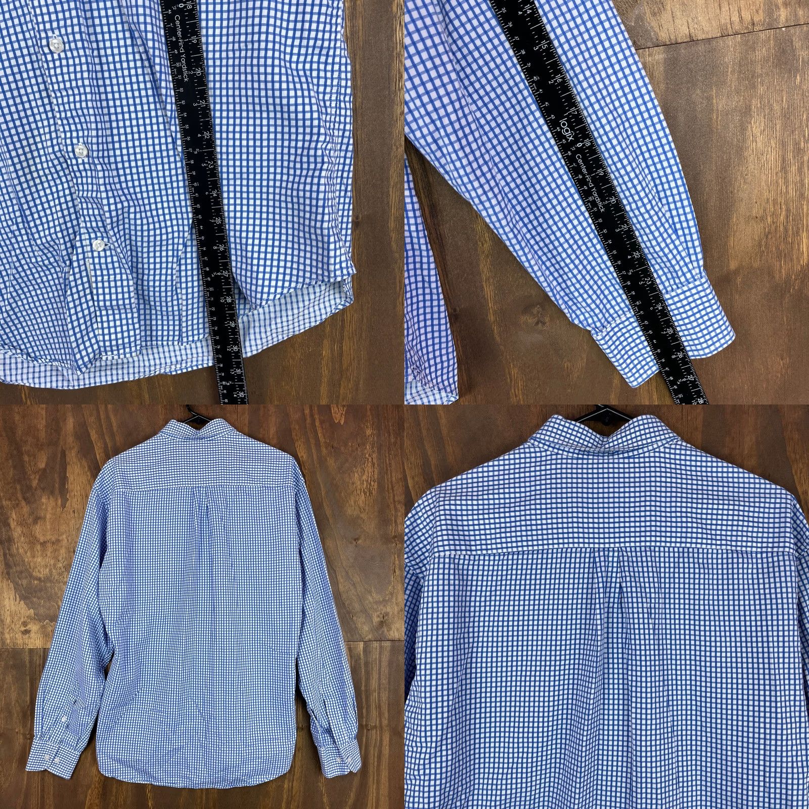 Peter Millar Peter Millar Mens Polo White Blue Checkered Long Sleeve Button Down Large Size US L / EU 52-54 / 3 - 8 Thumbnail