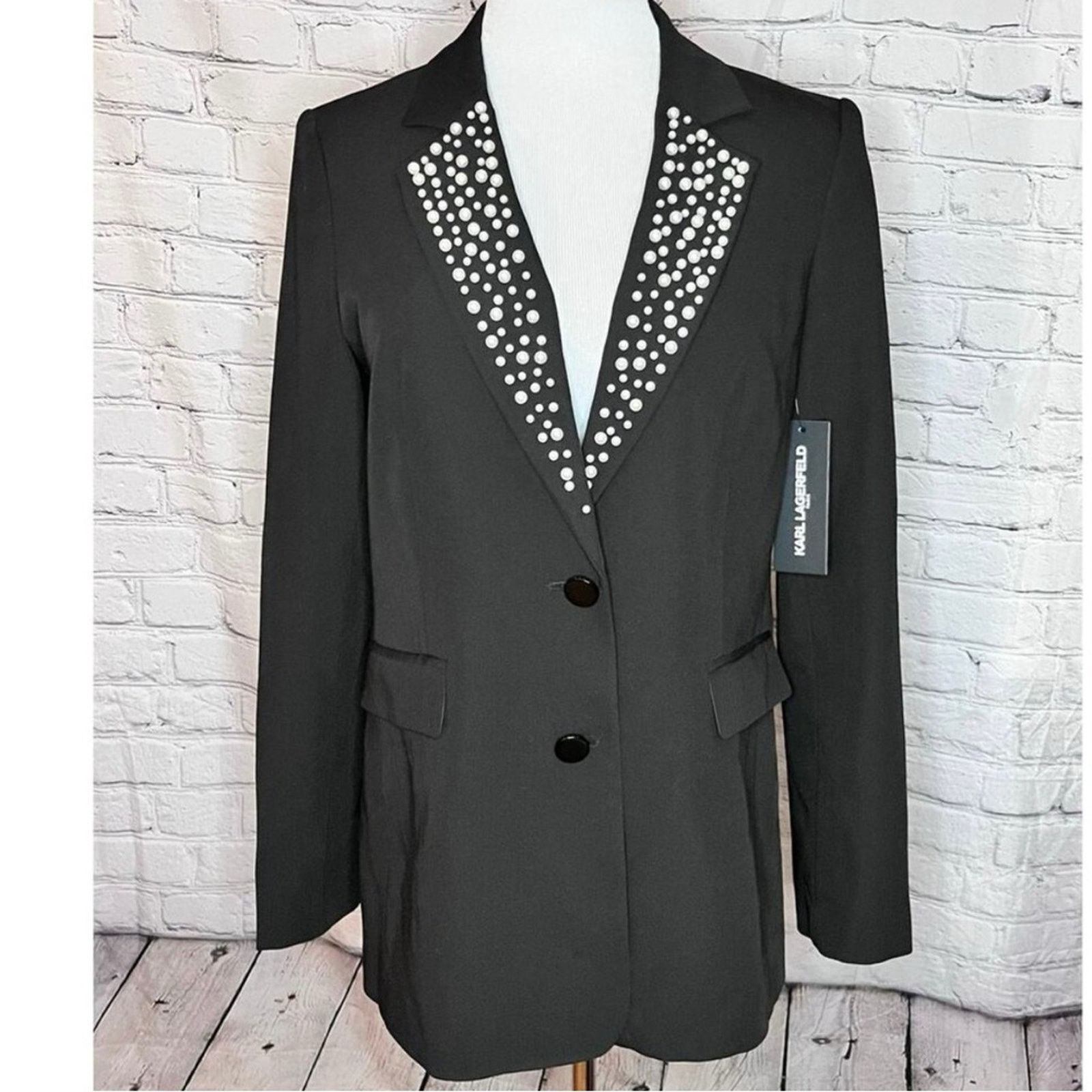 Karl Lagerfeld Nwt- Karl Lagerfeld- Pearl embellished blazer -Sz10 Size L / US 10 / IT 46 - 3 Thumbnail