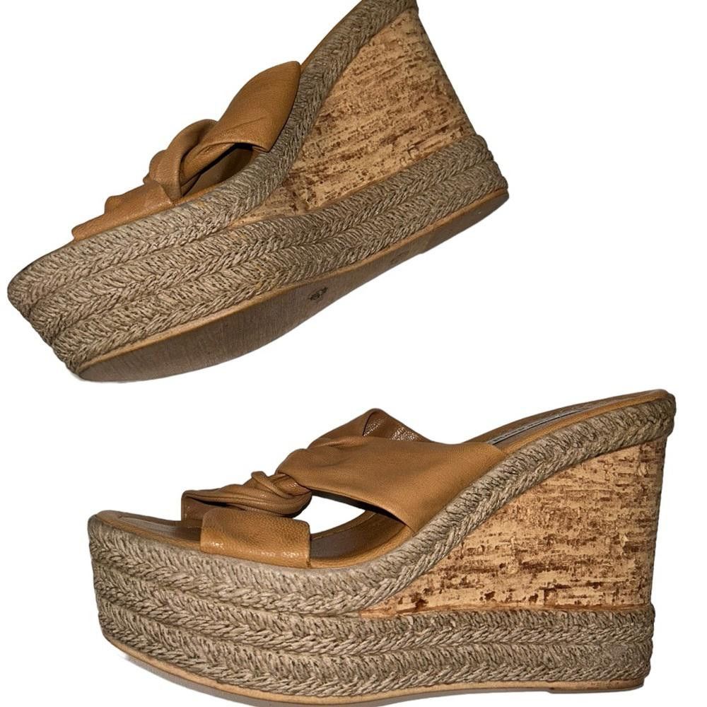 Designer Charles David l Tan Cork Hemp Platform Wedges 40/8.5 Size US 8.5 / IT 38.5 - 5 Thumbnail