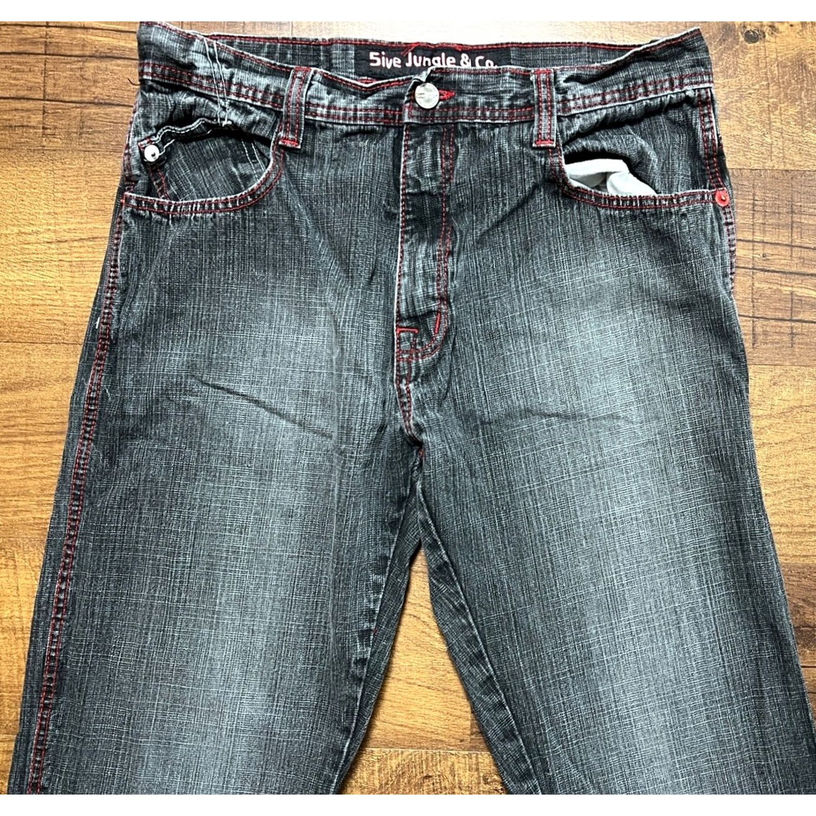 Southpole VINTAGE 5ive Jungle Jeans Mens 36X32 Dark Wash Wide-Leg Embroidered SouthPole Style Size US 36 / EU 52 - 6 Thumbnail