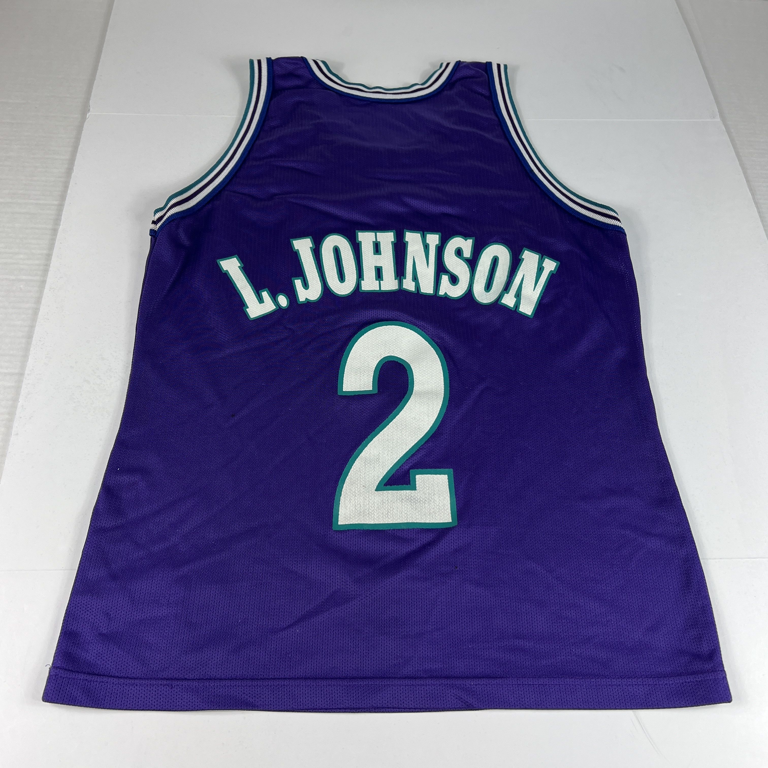 Champion × NBA × Vintage VTG 90s Champion NBA Larry Johnson Charlotte Hornets Jersey Size US M / EU 48-50 / 2 - 5 Thumbnail