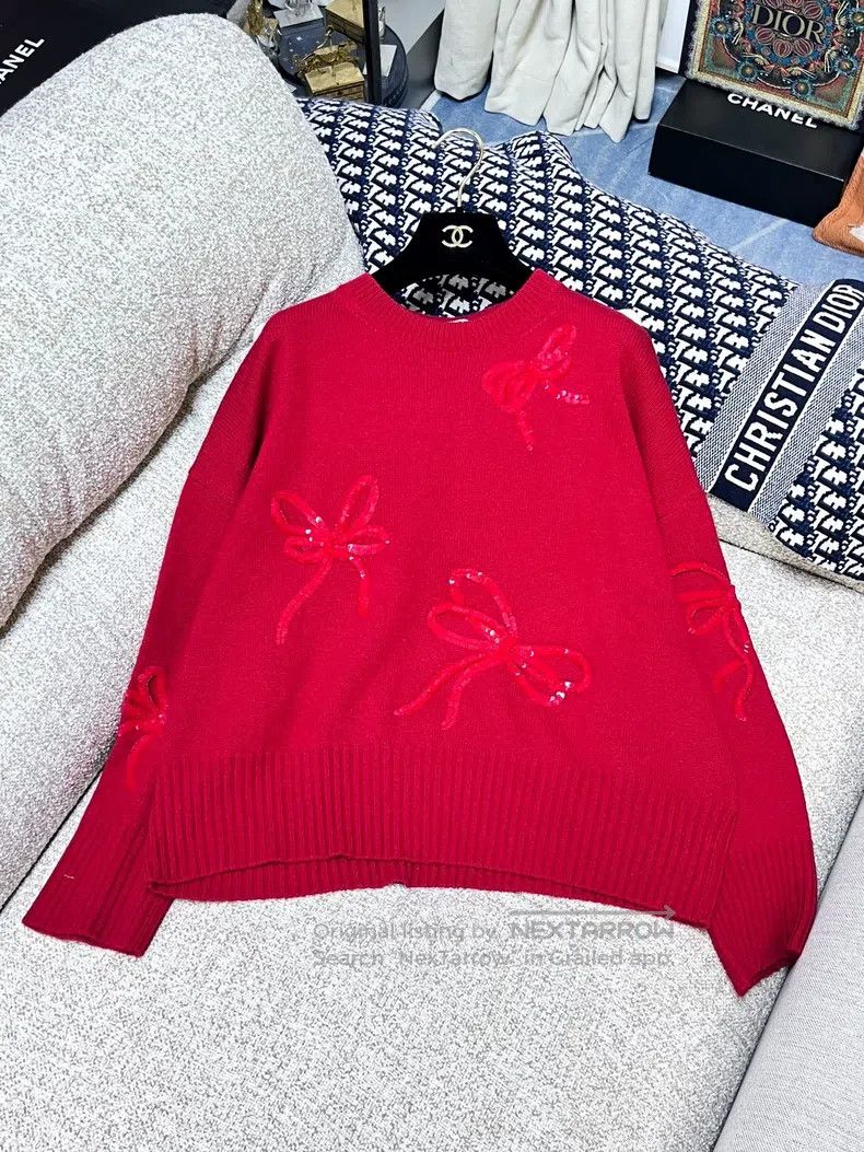 Valentino Valentino Crew neck Embroidered sequin bow long-sleeved ca Size M / US 6-8 / IT 42-44 - 1 Thumbnail