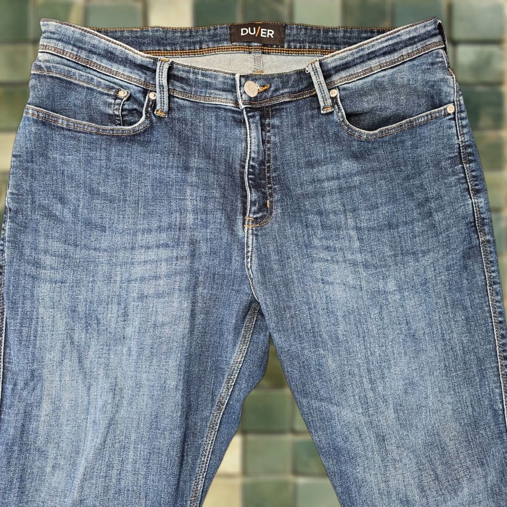 DUER DUER Jeans Mens 38x26 Tailored Blue L2X Relaxed Taper Five Pocket Stretch Denim Jea ns Size US 38 / EU 54 - 1 Thumbnail