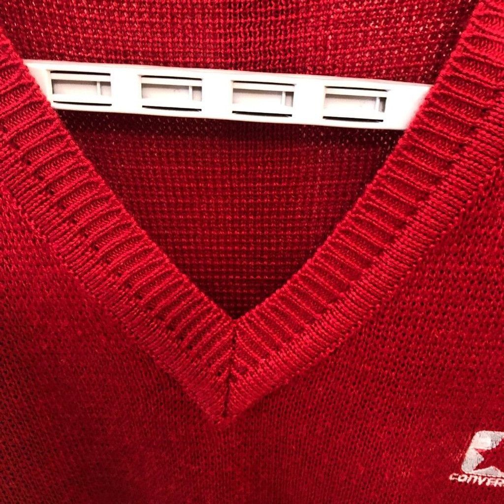 Converse Converse man's sweater red wool blend knit V neck L Size US L / EU 52-54 / 3 - 7 Thumbnail