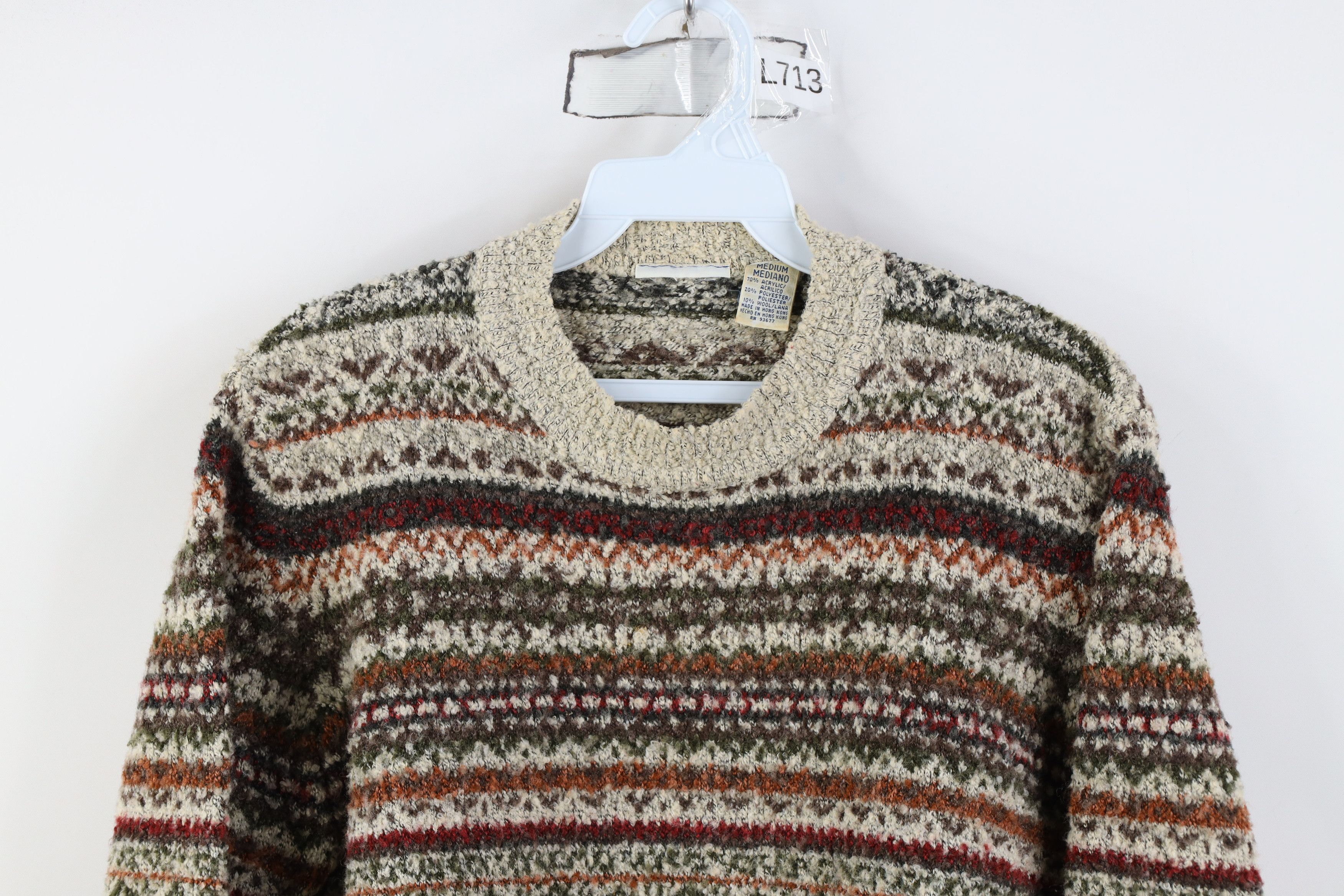 Vintage Vintage 90s Streetwear Blend Knit Fair Isle Crewneck Sweater Size M / US 6-8 / IT 42-44 - 2 Thumbnail