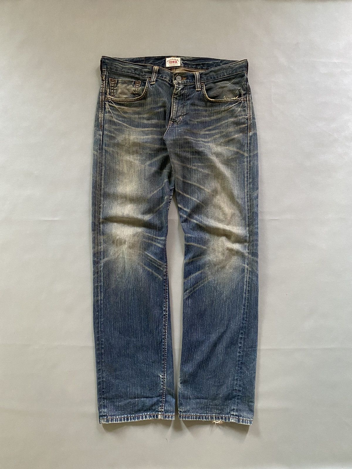 Edwin × If Six Was Nine × Le Grande Bleu (L.G.B.) Vintage Edwin Mud Wash Distressed Denim Size US 34 / EU 50 - 2 Thumbnail