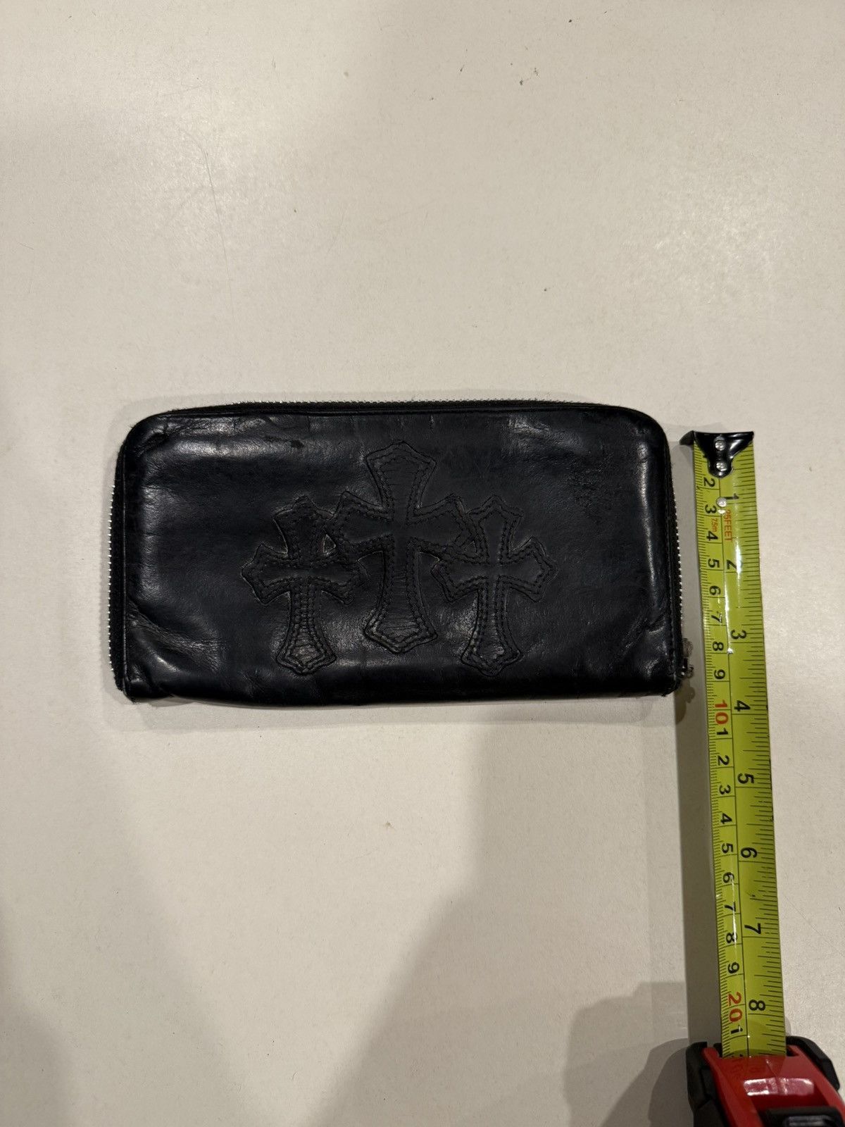 Chrome Hearts Chrome Hearts 3 Cemetery Cross Black Leather Zip Wallet Gold Size ONE SIZE - 17 Thumbnail