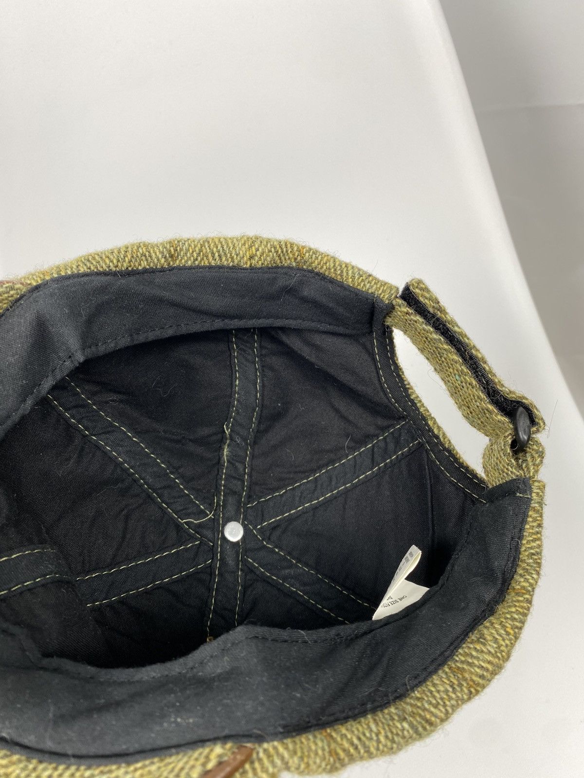 Vintage Tweed Herringbone Wool Baseball Cap Genuine Leather size S Size ONE SIZE - 10 Thumbnail