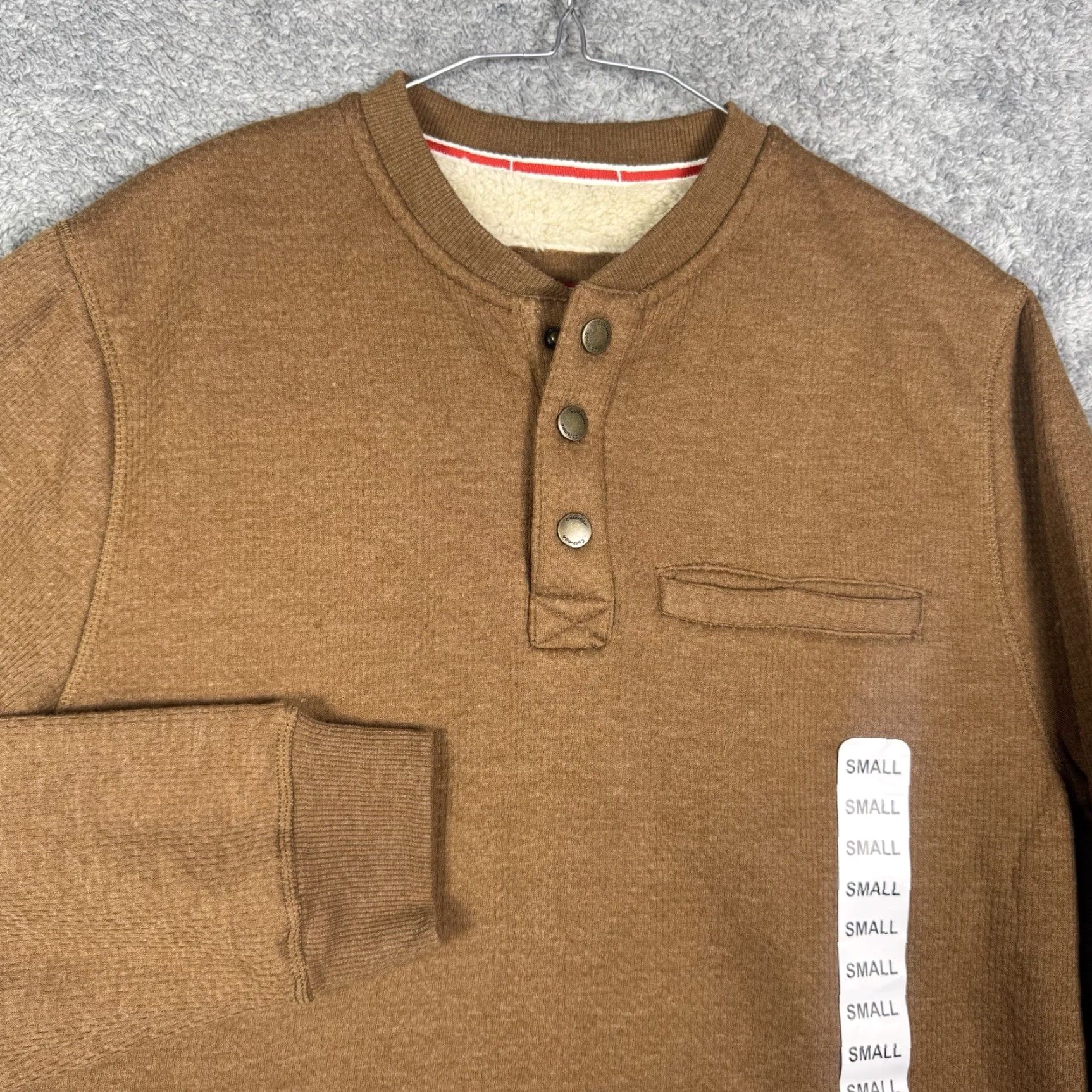 Vintage Coleman Lined Henley Shirt Bonded Waffle Sherpa 1/4 Snap Copper Heather Mens S Size US S / EU 44-46 / 1 - 2 Thumbnail