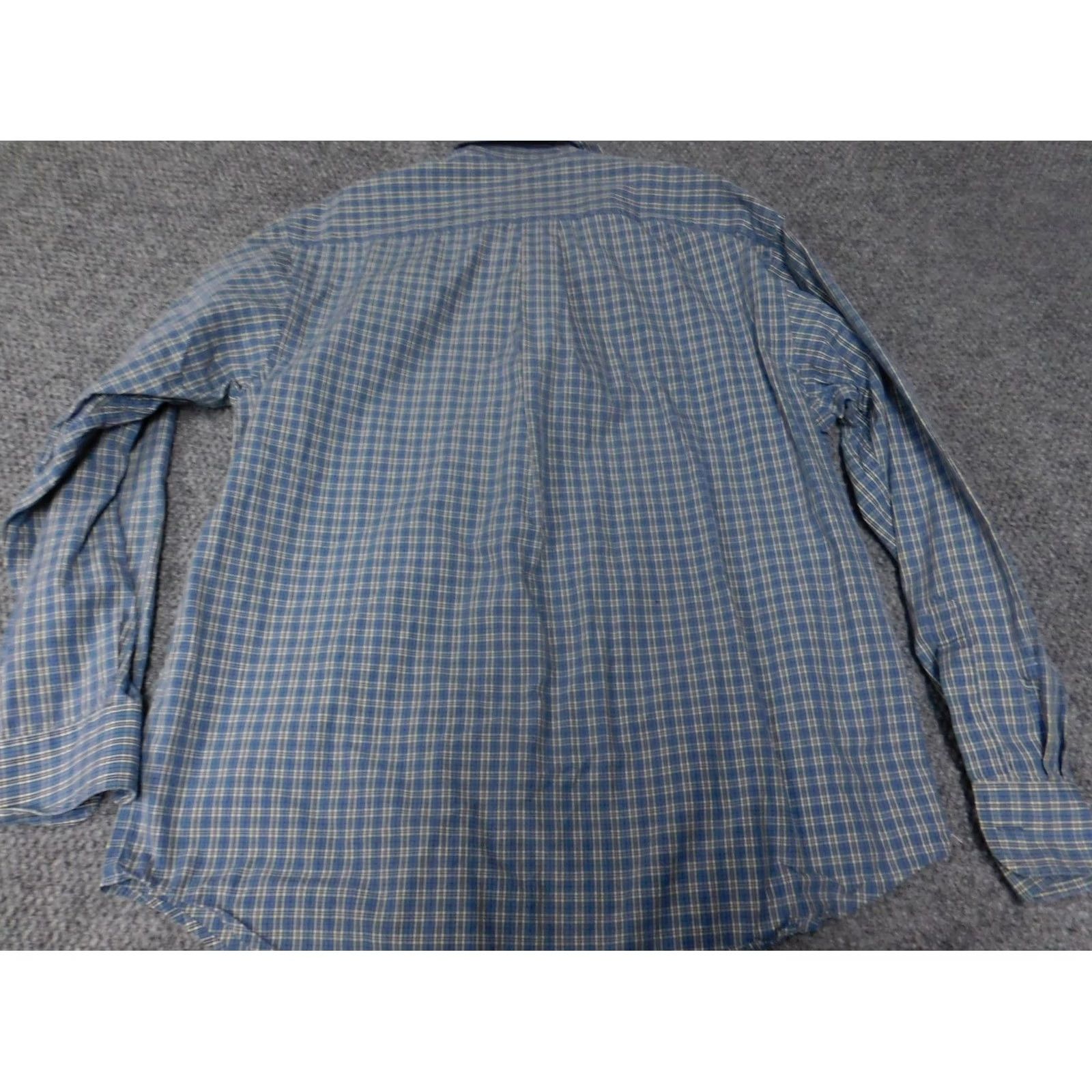 Roundtree & Yorke Roundtree & Yorke Mens Shirt XL blue plaid two ply button down Collar-Down Long Sleeve Casual Cotton Knit Button-Up with Pockets Mens Regular Fit Size US XL / EU 56 / 4 - 6 Thumbnail