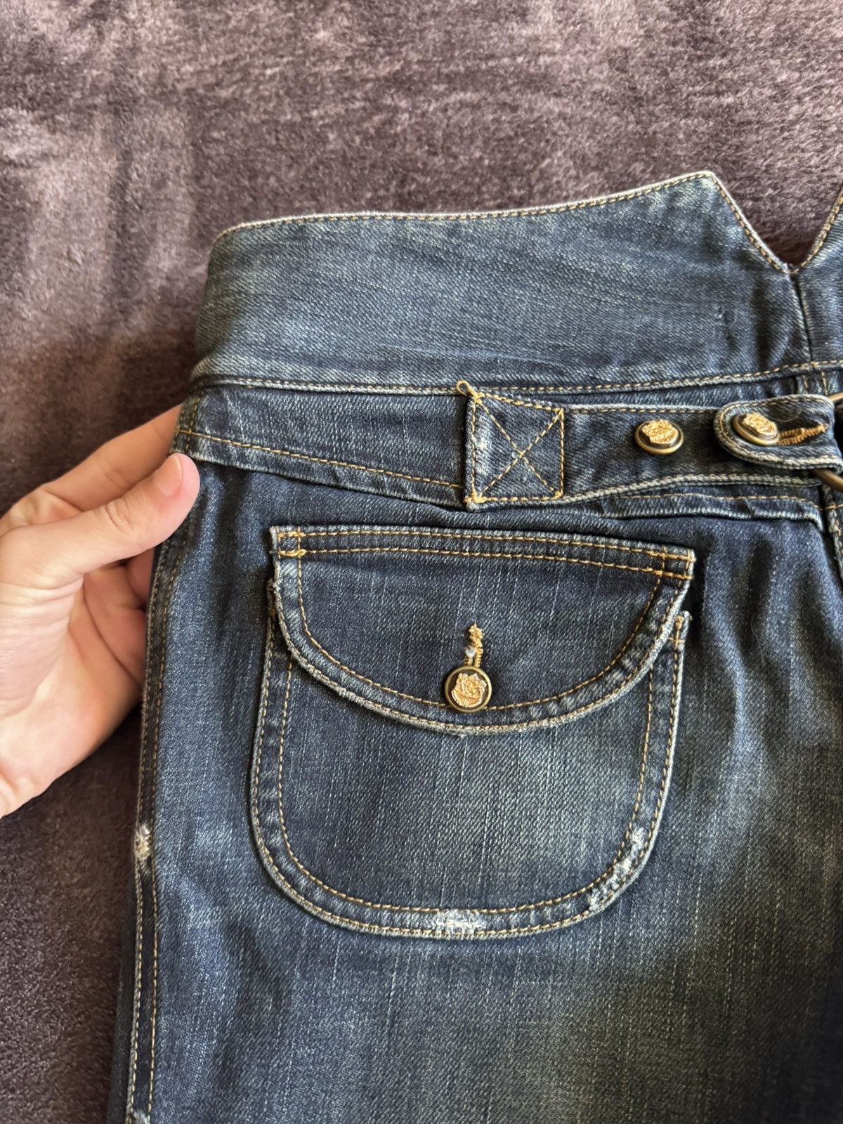 Dolce & Gabbana Vintage Navy Military Style Button Front Denim Jeans Size 27" / US 4 / IT 40 - 15 Thumbnail
