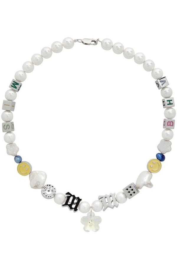 Misbhv MISBHV 17” pearl LA bead necklace with logo charms - Size ONE SIZE - 1 Thumbnail
