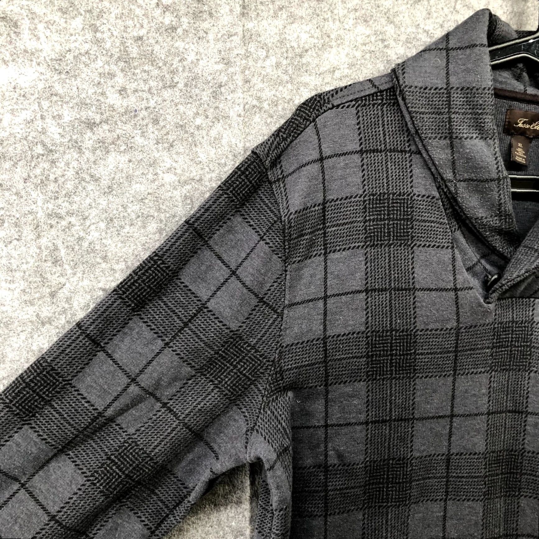 Tasso Elba VINTAGE Tasso Elba Mens Sweater Pullover XL Gray Plaid Fall Winter Cotton Blend Long Sleeve Collared Knit Casual Size US XL / EU 56 / 4 - 5 Thumbnail