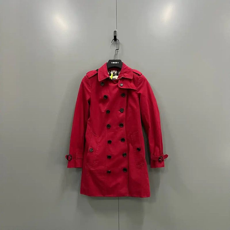 Burberry Burberry Red Cotton Mid-Length Women's Trench Coat Size ONE SIZE - 1 Thumbnail