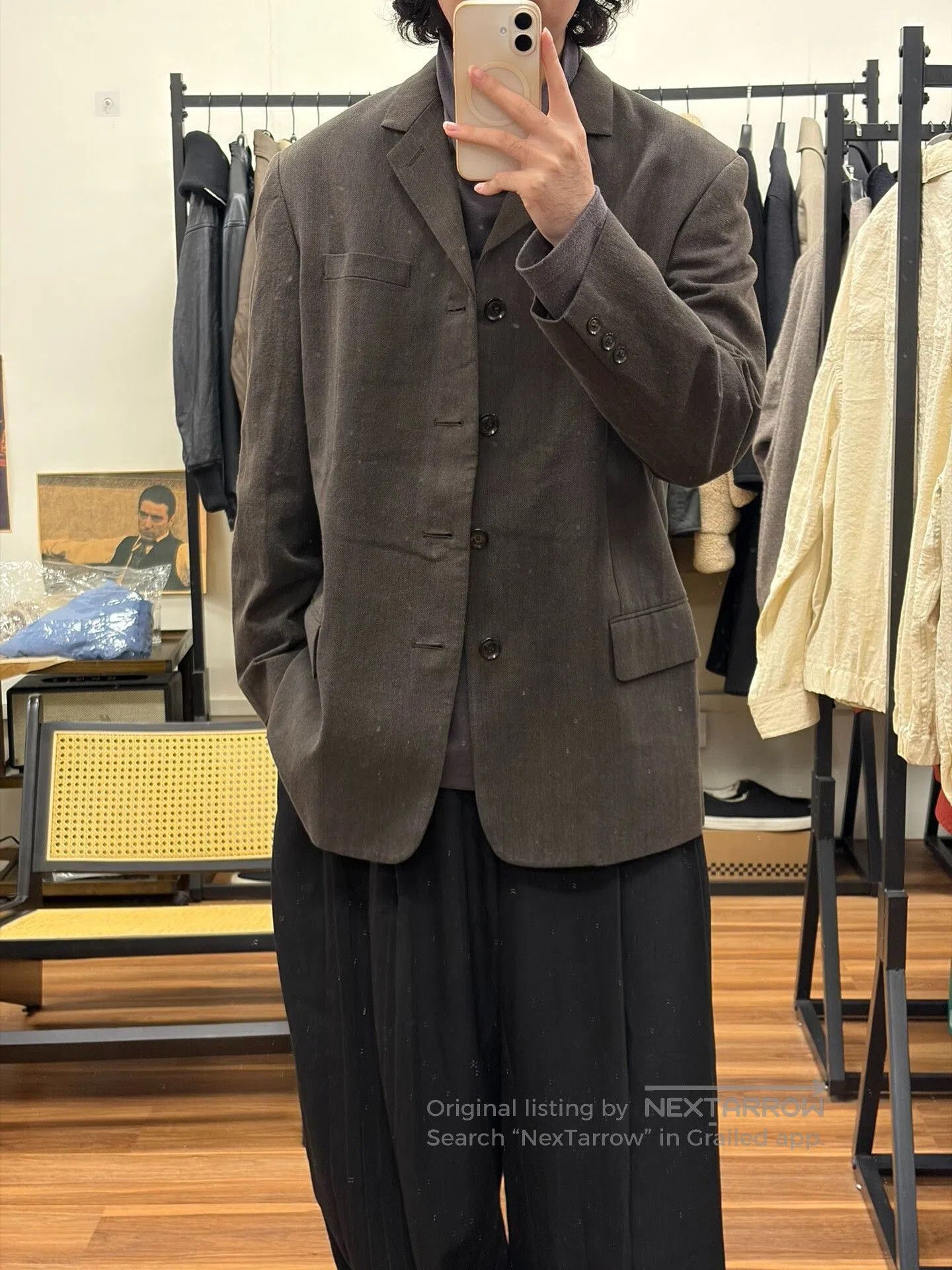 Y's for Men brown gray textured suit jacket. Size US M / EU 48-50 / 2 - 5 Thumbnail