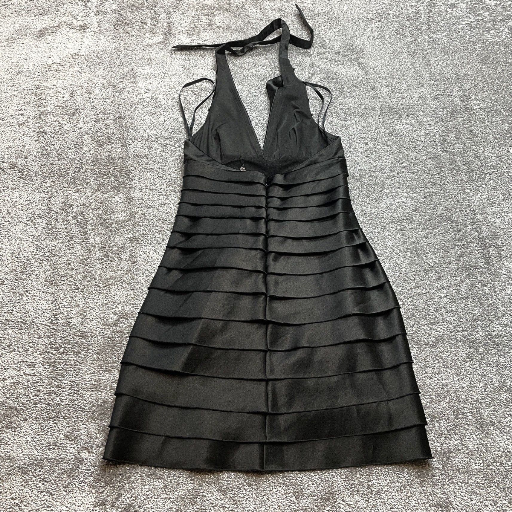 Bcbgmaxazria BCBGMAXAZRIA Women's Halter Dress Shift Midi Black Size 2 Satin Layered Tiered Size XS / US 0-2 / IT 36-38 - 7 Thumbnail