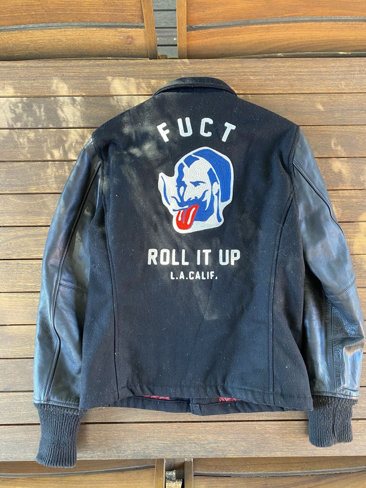 FUCT 2013 FUCT ‘Roll it Up’ Leather College Bomber Jacket Size US L / EU 52-54 / 3 - 2 Thumbnail