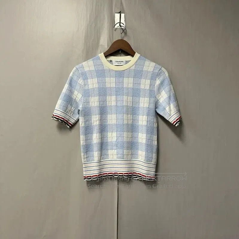 Thom Browne Thom Browne Blue Wool Sweater with Check Pattern . Size M / US 6-8 / IT 42-44 - 1 Thumbnail