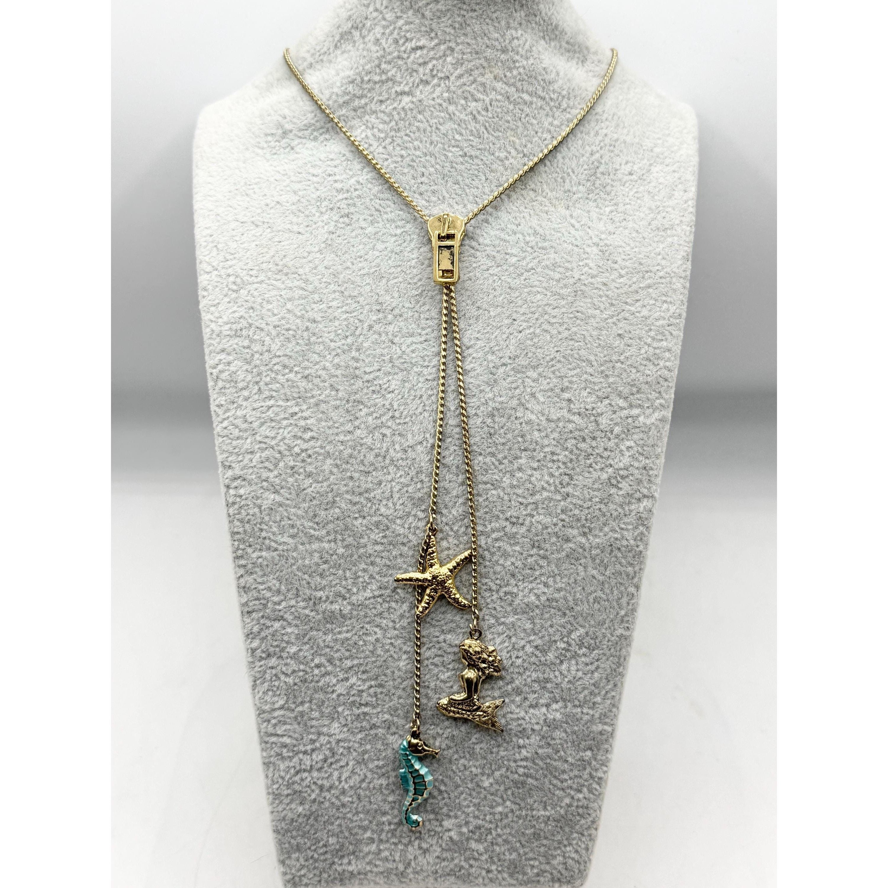 Other Vintage mermaid, starfish, enamel seahorse zipper necklace Size ONE SIZE - 2 Thumbnail