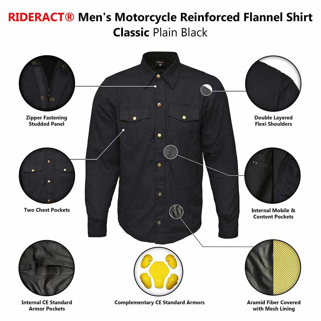 Other RIDERACT® Motorcycle Flannel Shirt Black Riding Jacket Size US M / EU 48-50 / 2 - 5 Thumbnail