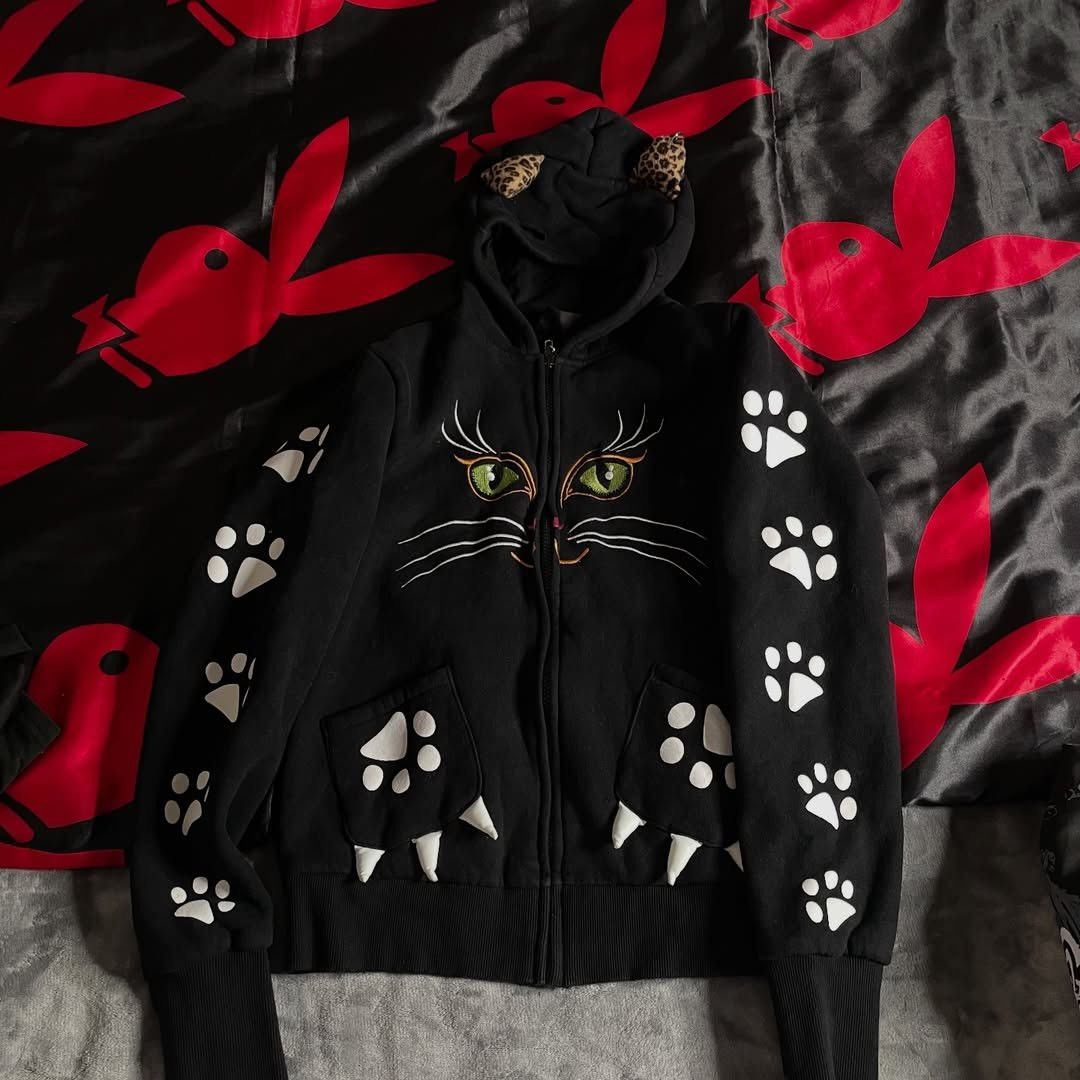 Other Zip Hoddie by BANNED Gothic Killstar type Cat Size XL / US 12-14 / IT 48-50 - 3 Thumbnail