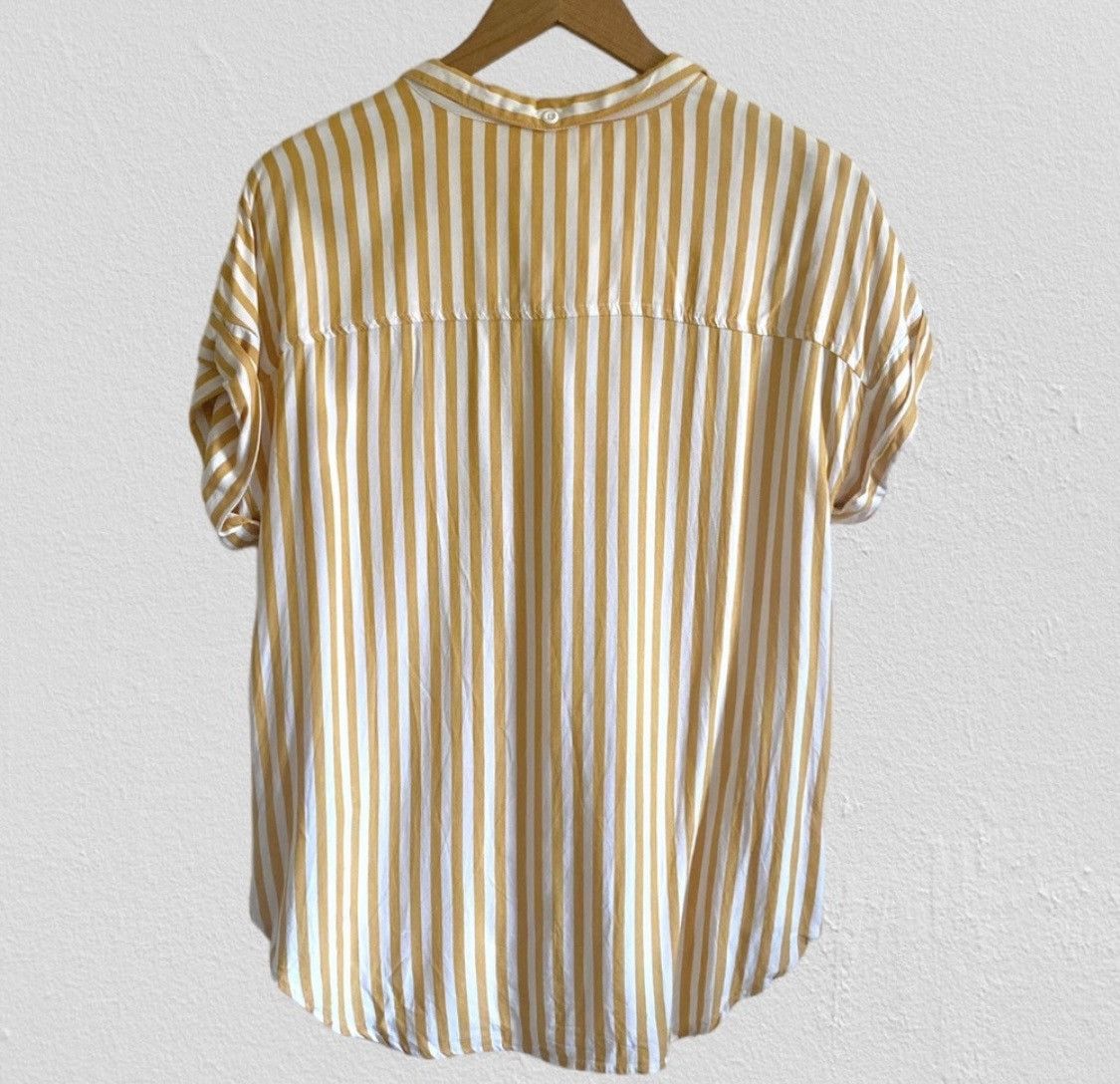 Other PER SE BY CARLISLE SHORT SLEEVE STRIPED BUTTON UP BLOUSE TOP Size L / US 10 / IT 46 - 6 Thumbnail