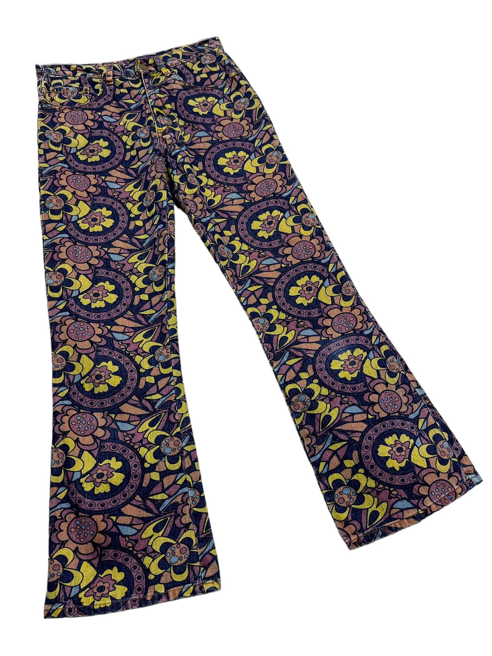 Vintage 90’s! Full Print Flower Murakami's Style Woman's Flared Size 28" / US 6 / IT 42 - 5 Thumbnail