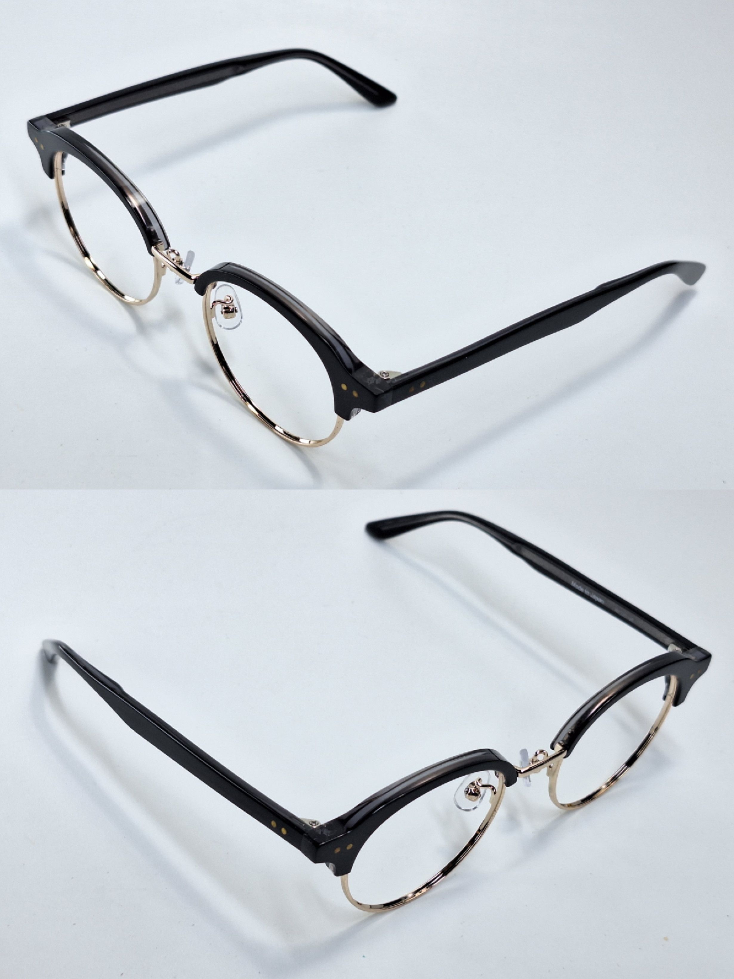 Other Japan Made Black Gold Browline Acetate Eyeglass Frame 48mm Size ONE SIZE - 8 Thumbnail