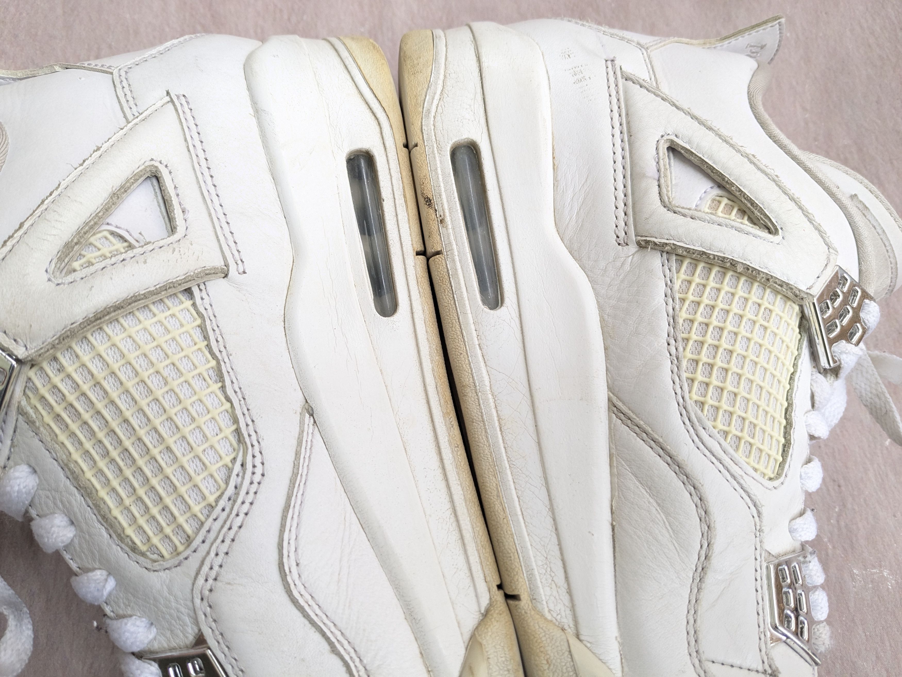 Jordan Brand Nike Air Jordan 4 Retro Pure Money 12 White Silver Leather Size US 12 / EU 45 - 9 Thumbnail