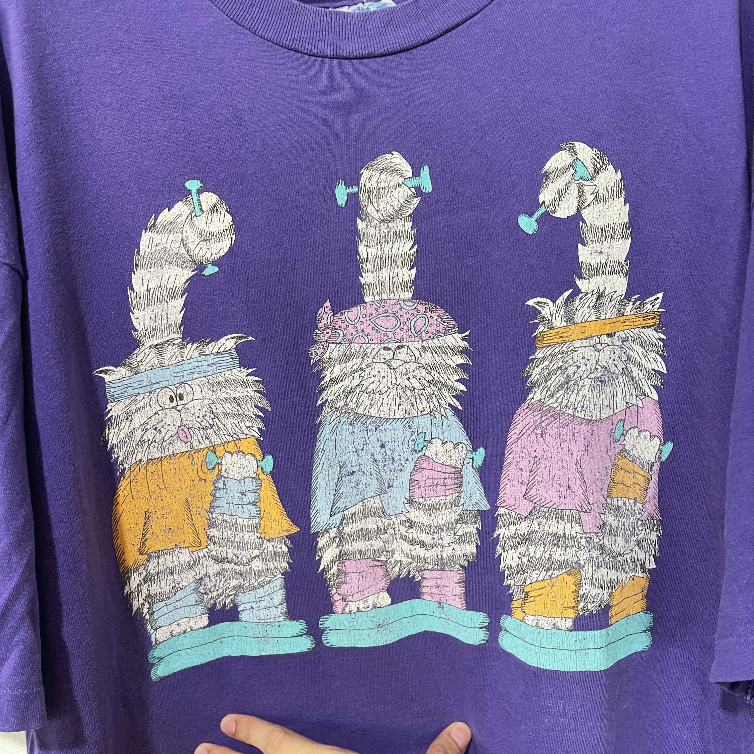 Vintage Vintage 90s Three Cats Graphic T-Shirt Size US XL / EU 56 / 4 - 2 Thumbnail