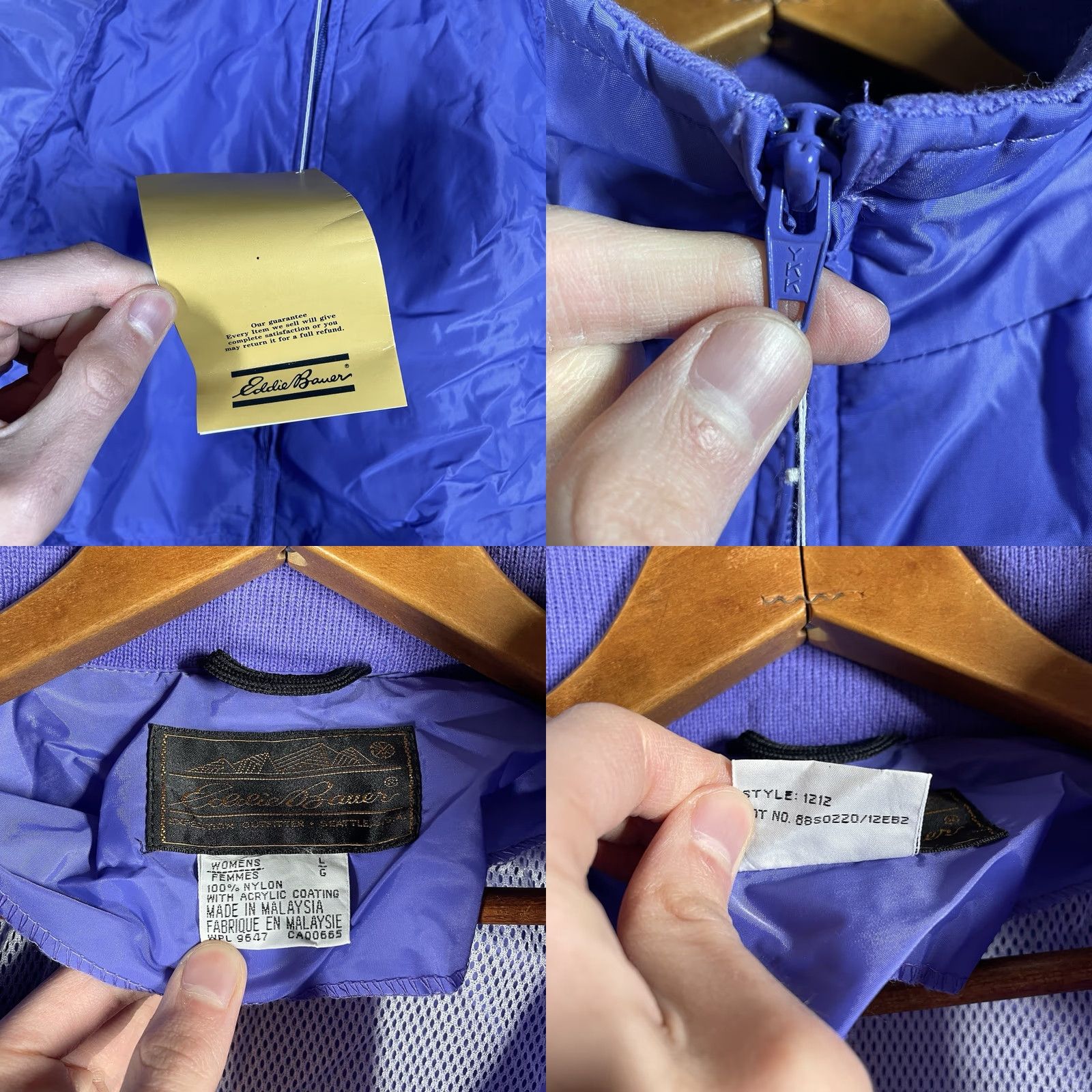 Eddie Bauer VINTAGE Eddie Bauer Sac Jac Packable Jacket Womens Large Purple Windbreaker NWT Size L / US 10 / IT 46 - 9 Thumbnail