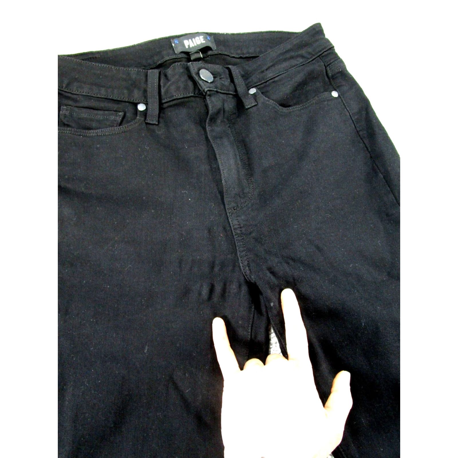 Paige VINTAGE Paige Jeans Womens Skinny Fit Hoxton Ultra Skinny Black Denim Mid Rise 28 Womens Size 28" / US 6 / IT 42 - 2 Thumbnail
