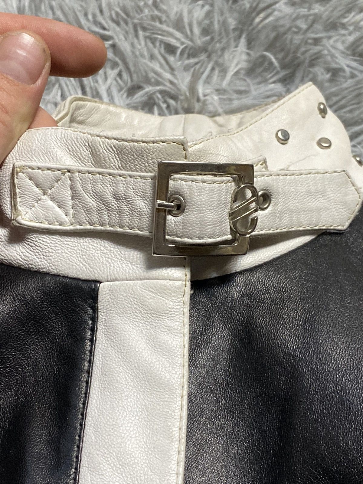 Leather × Vintage Stylish Black & White Leather Jacket - Size M Size M / US 6-8 / IT 42-44 - 7 Thumbnail