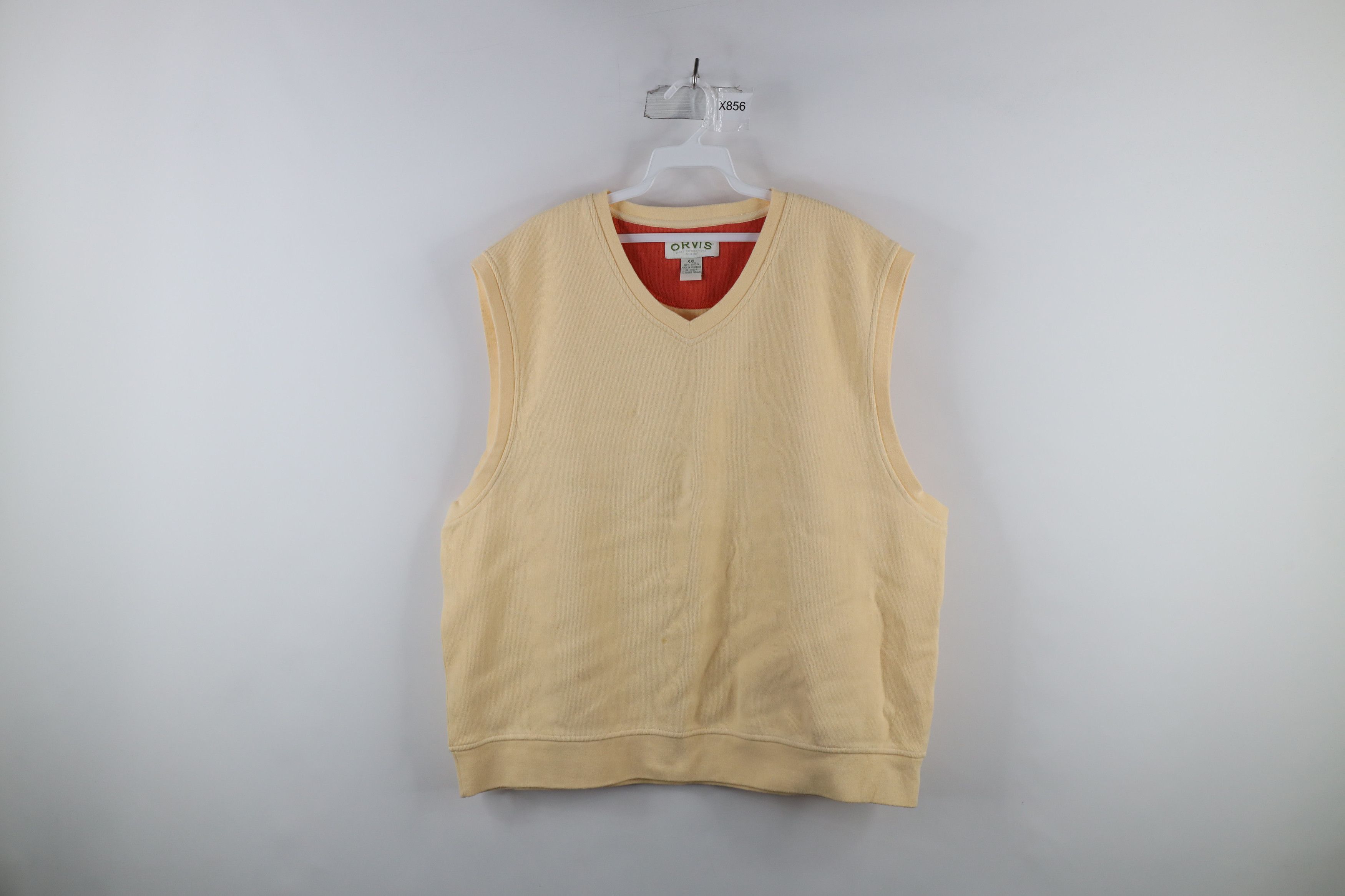 Orvis Vintage 90s Orvis Blank Cotton Knit Sweater Vest Yellow Size US XXL / EU 58 / 5 - 1 Thumbnail