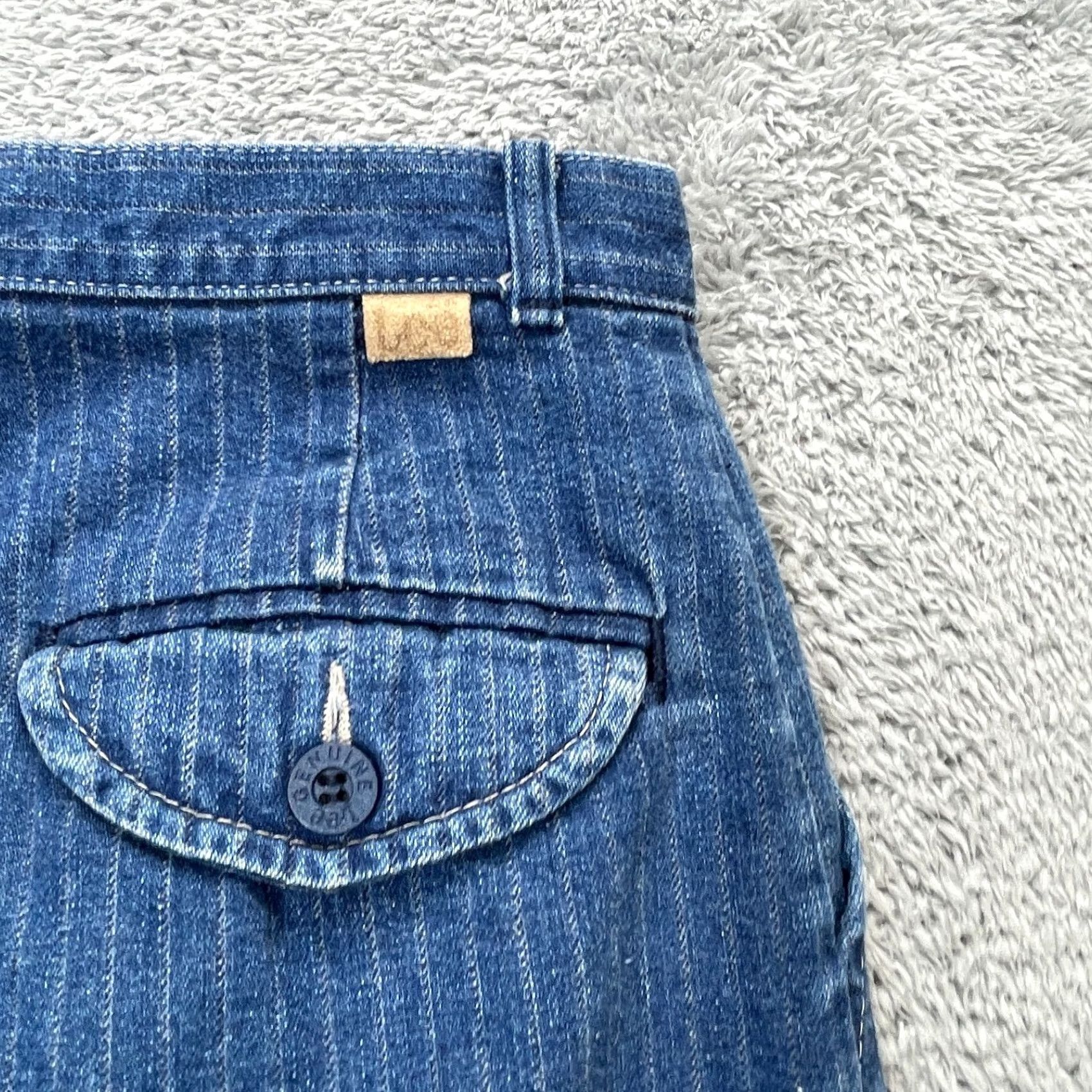 Lee VINTAGE Lee Jeans Womens 26x26 Blue Straight Leg Pinstripe High Waist Pleated Cotton Jeans Women Slim Fit 26 Inseam 26in Blue Lee Size 26" / US 2 / IT 38 - 6 Thumbnail