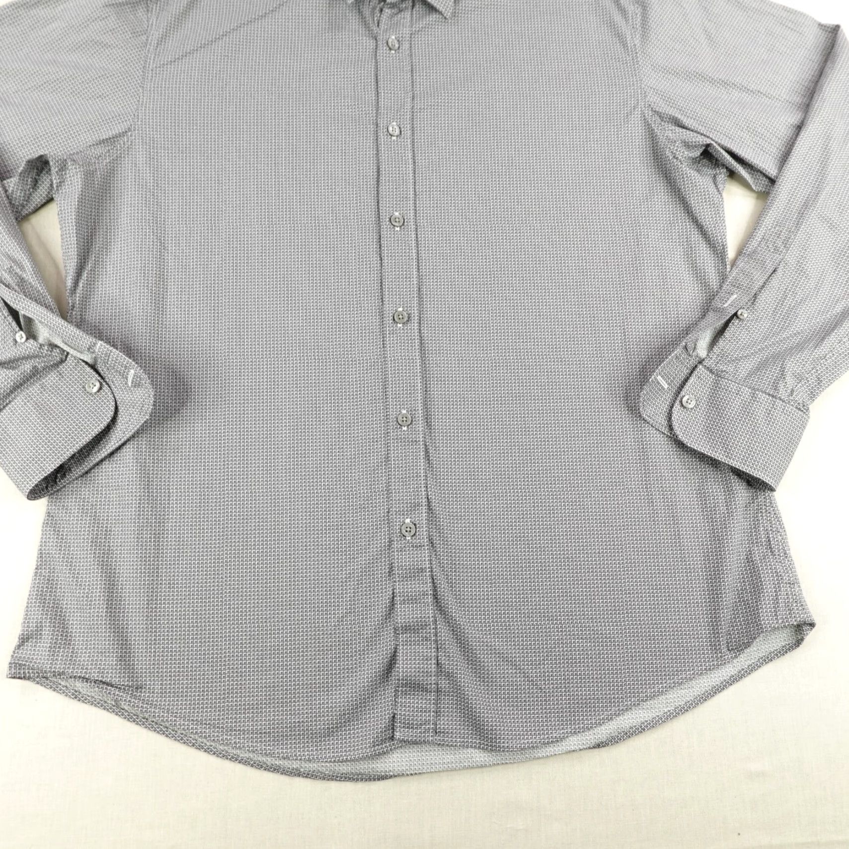 Ermenegildo Zegna Ermenegildo Zegna Shirt Mens XL Gray Checker Button Up Performance Cotton Flex Size US XL / EU 56 / 4 - 3 Thumbnail