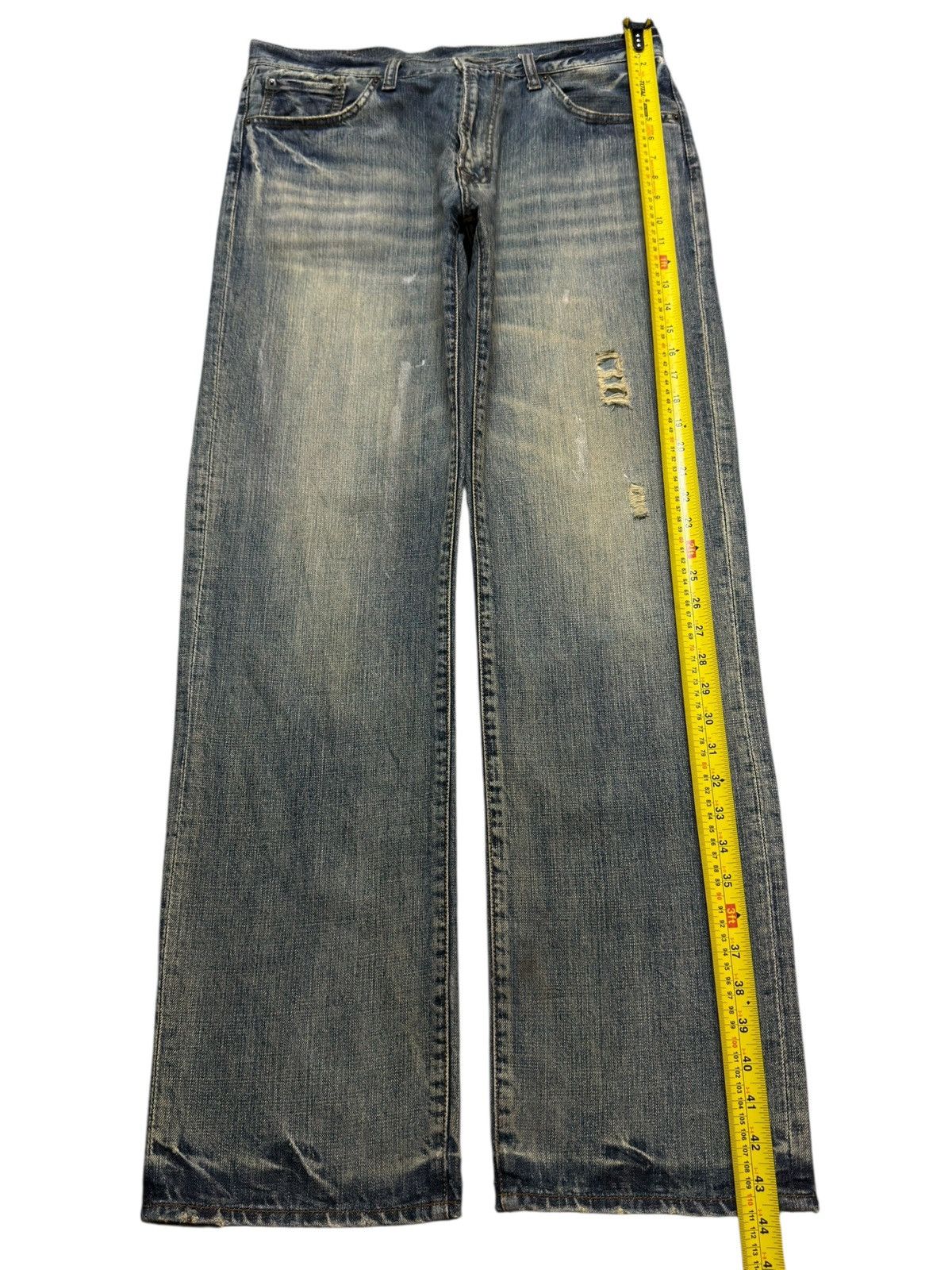 14th Addiction Vintage Y2K Japanese Brand Blue Mud Wash Whiskers Wide Leg Size US 34 / EU 50 - 10 Thumbnail